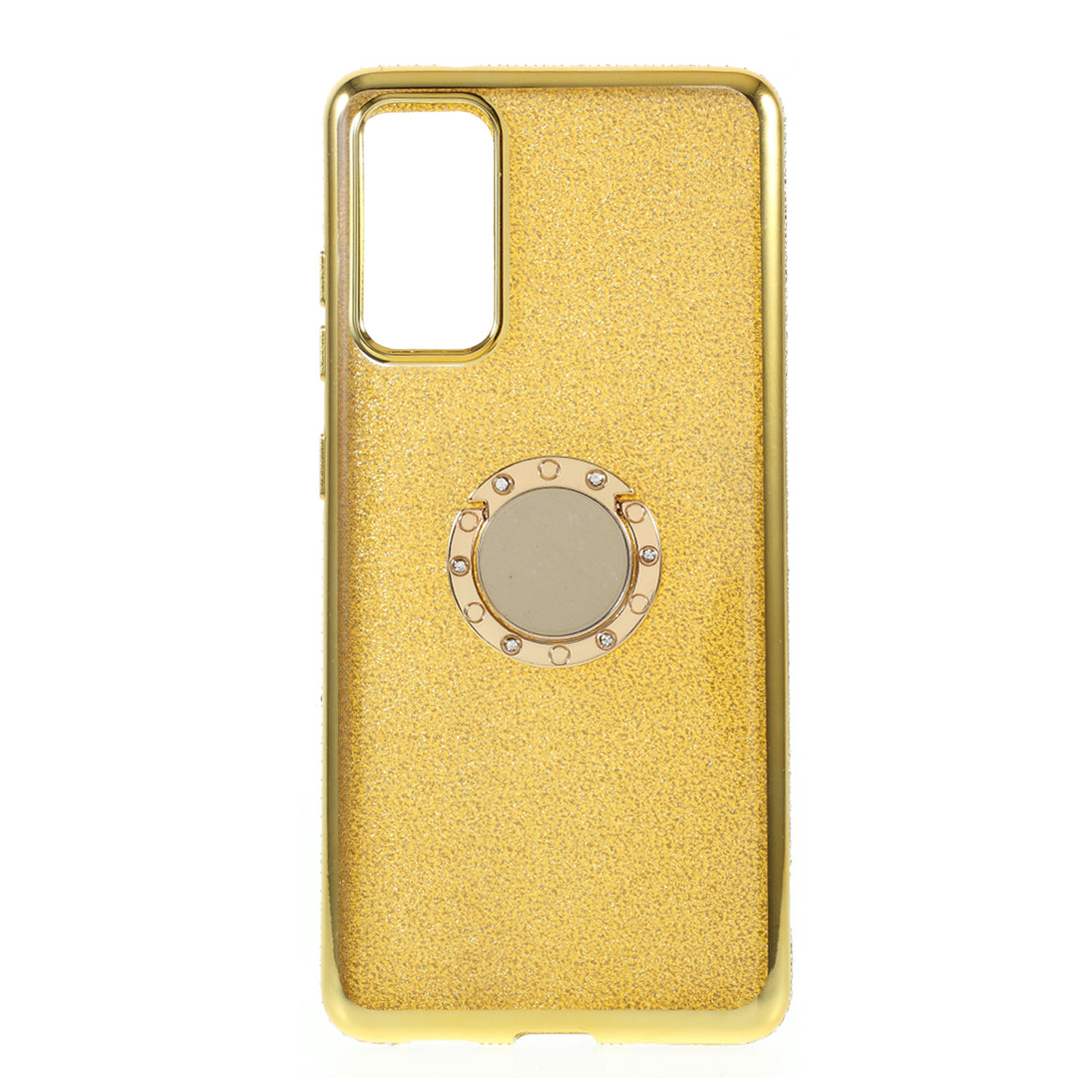 Shiny Powder Electroplating TPU Rhinestone Decor Cover with Metal Kickstand for Samsung Galaxy S20 FE/S20 FE 5G/S20 Lite/S20 FE 2022 - Yellow