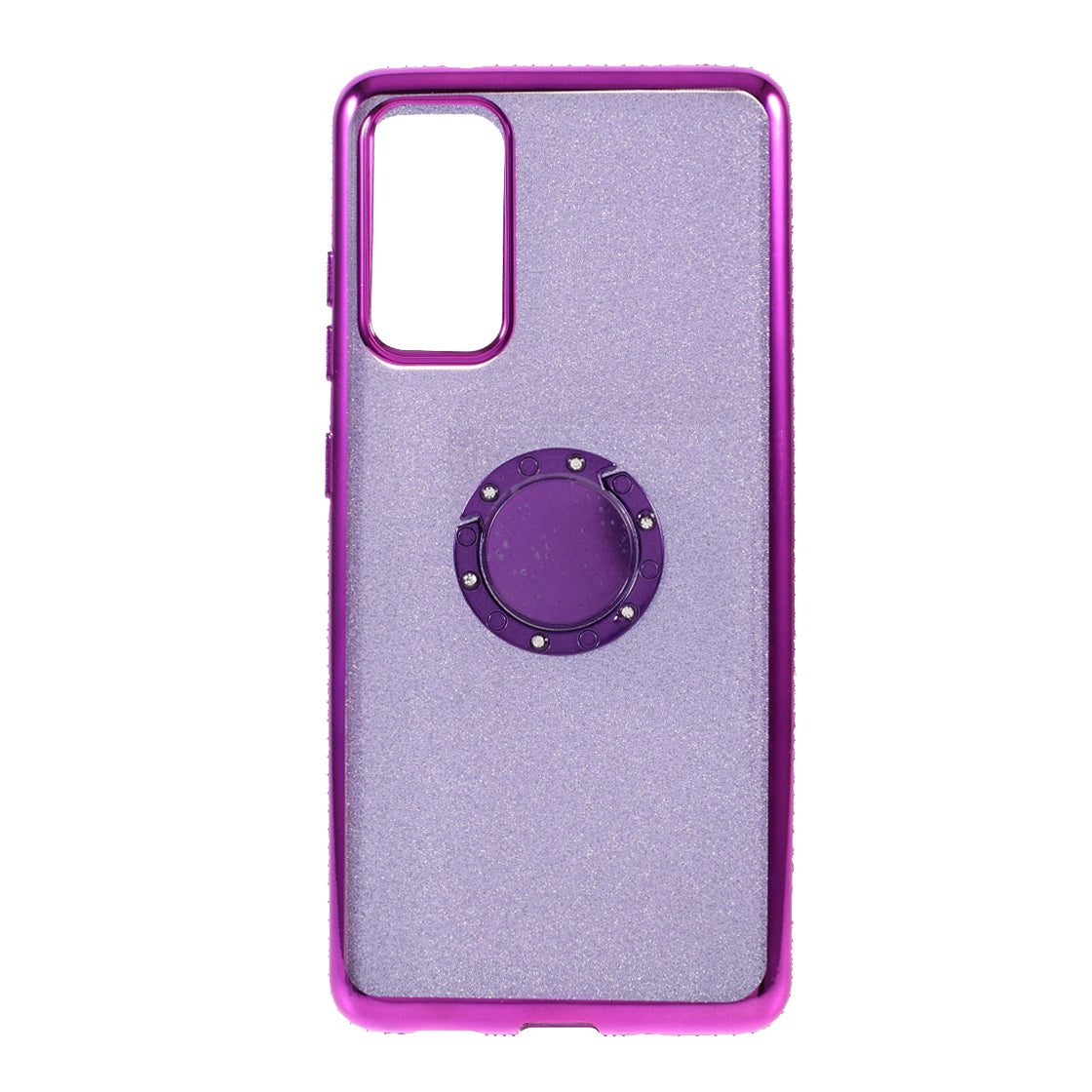 Shiny Powder Electroplating TPU Rhinestone Decor Cover with Metal Kickstand for Samsung Galaxy S20 FE/S20 FE 5G/S20 Lite/S20 FE 2022 - Purple