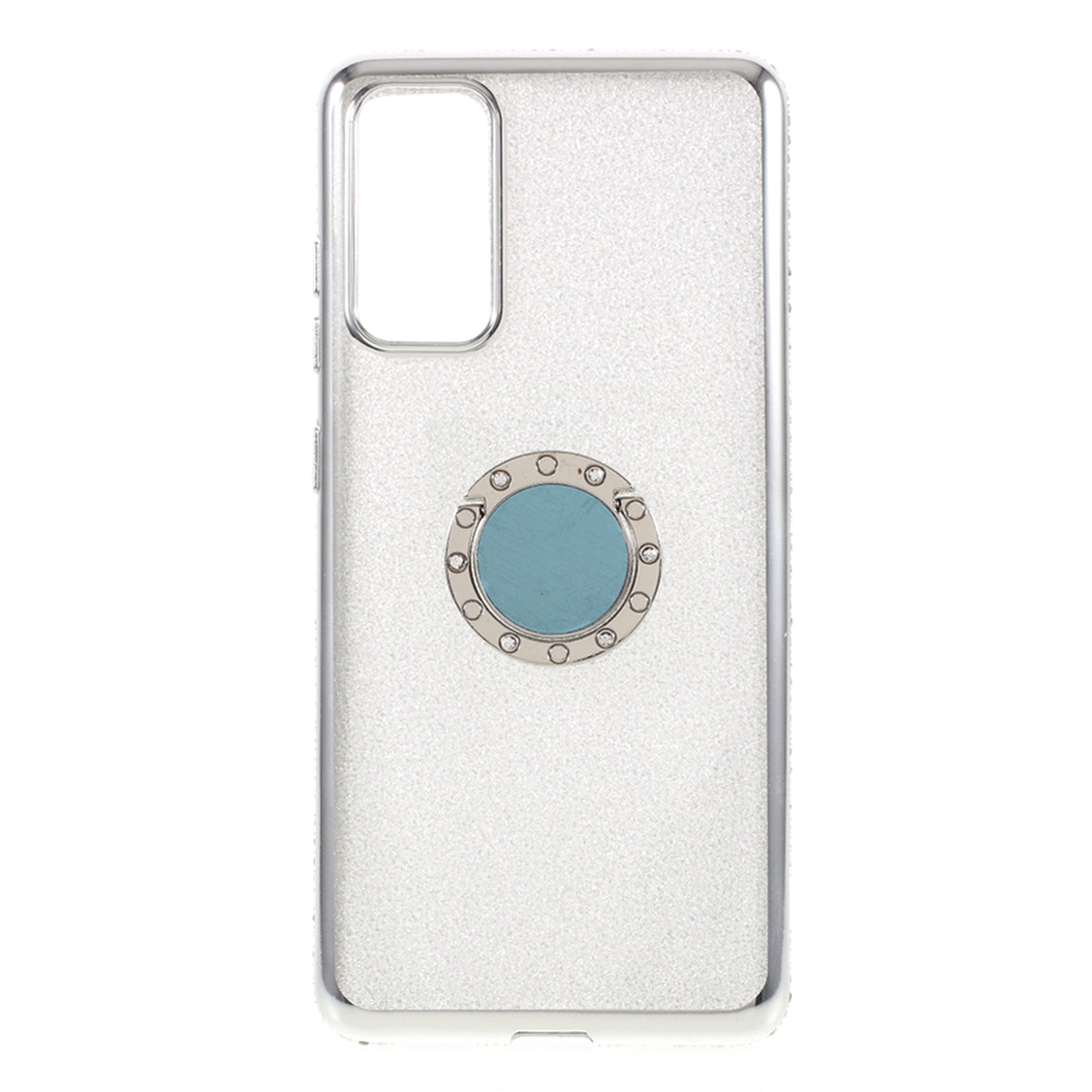 Shiny Powder Electroplating TPU Rhinestone Decor Cover with Metal Kickstand for Samsung Galaxy S20 FE/S20 FE 5G/S20 Lite/S20 FE 2022 - Silver