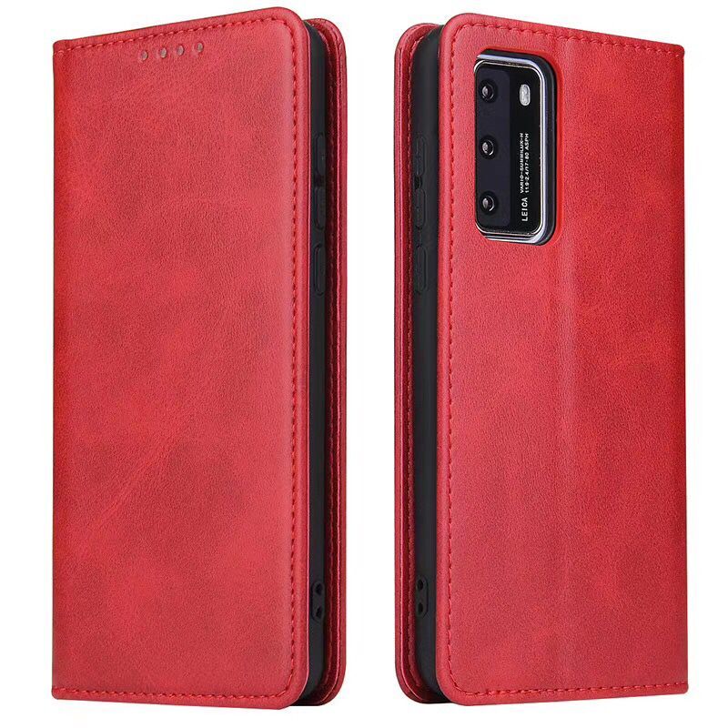 Business Style Strong Magnet Phone Wallet PU Leather Cover Shell for Samsung Galaxy S20 FE/S20 Fan Edition/S20 FE 5G/S20 Fan Edition 5G/S20 Lite - Red