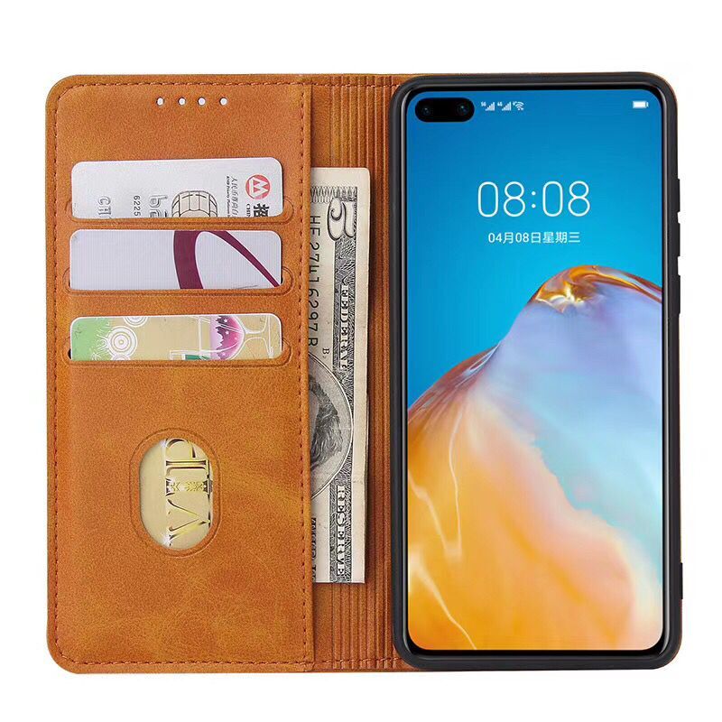 Business Style Strong Magnet Phone Wallet PU Leather Cover Shell for Samsung Galaxy S20 FE/S20 Fan Edition/S20 FE 5G/S20 Fan Edition 5G/S20 Lite - Light Brown