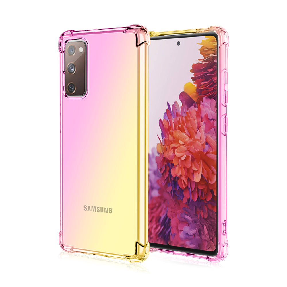 TPU Gradient Anti-Drop Phone Cover Shell for Samsung Galaxy S20 FE/S20 Fan Edition/S20 FE 5G/S20 Fan Edition 5G/S20 Lite - Pink/Gold