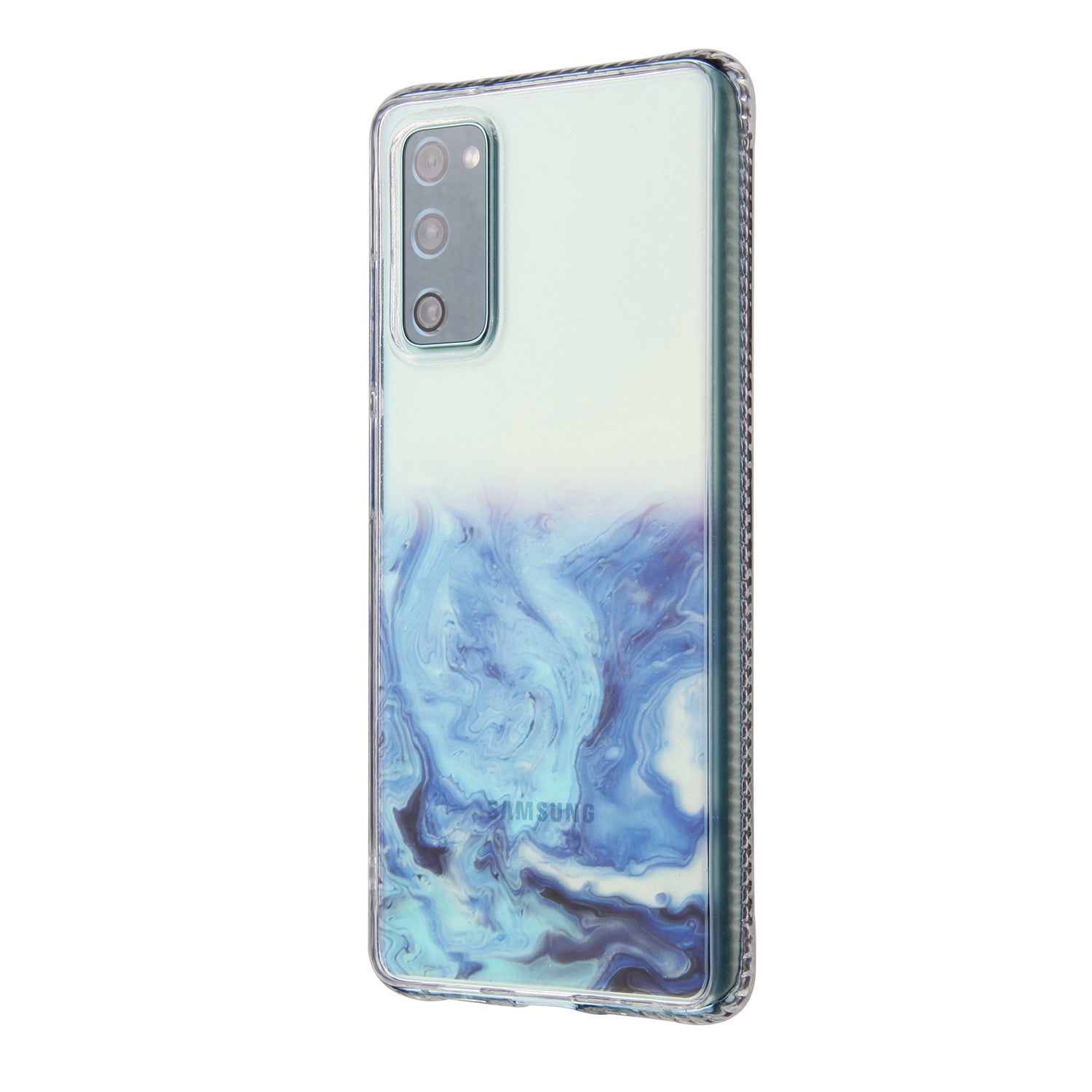 TPU + Acylic Marble Pattern Printing Phone Cover Case for Samsung Galaxy S20 FE/S20 Fan Edition/S20 FE 5G/S20 Fan Edition 5G/S20 Lite - Sky Blue