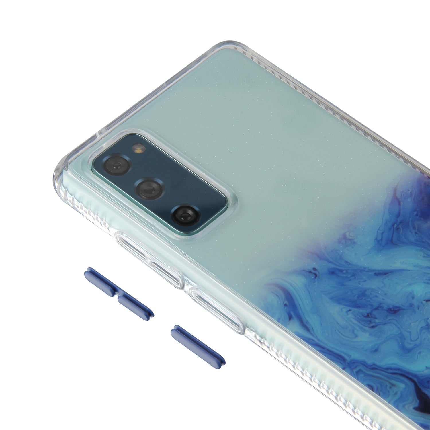 TPU + Acylic Marble Pattern Printing Phone Cover Case for Samsung Galaxy S20 FE/S20 Fan Edition/S20 FE 5G/S20 Fan Edition 5G/S20 Lite - Sky Blue