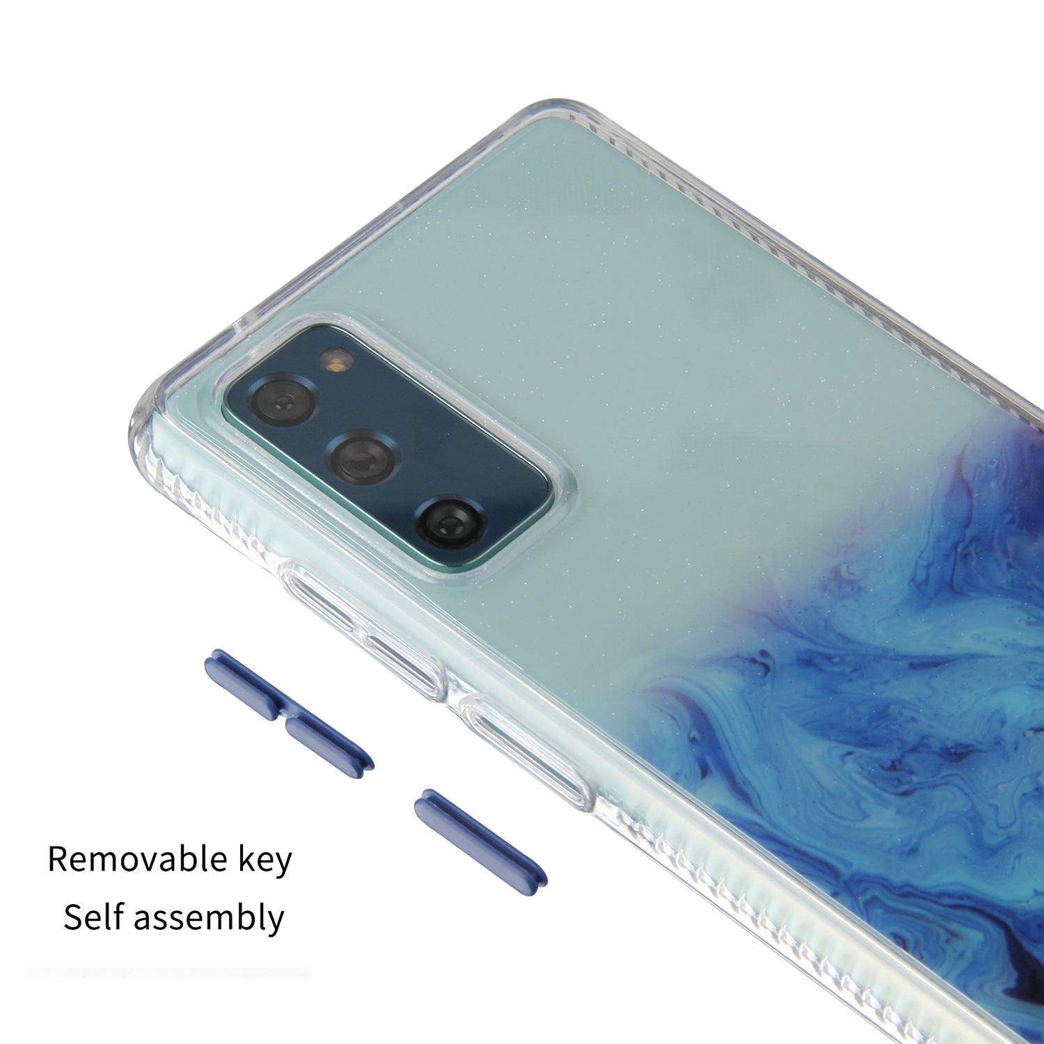 TPU + Acylic Marble Pattern Printing Phone Cover Case for Samsung Galaxy S20 FE/S20 Fan Edition/S20 FE 5G/S20 Fan Edition 5G/S20 Lite - Sky Blue