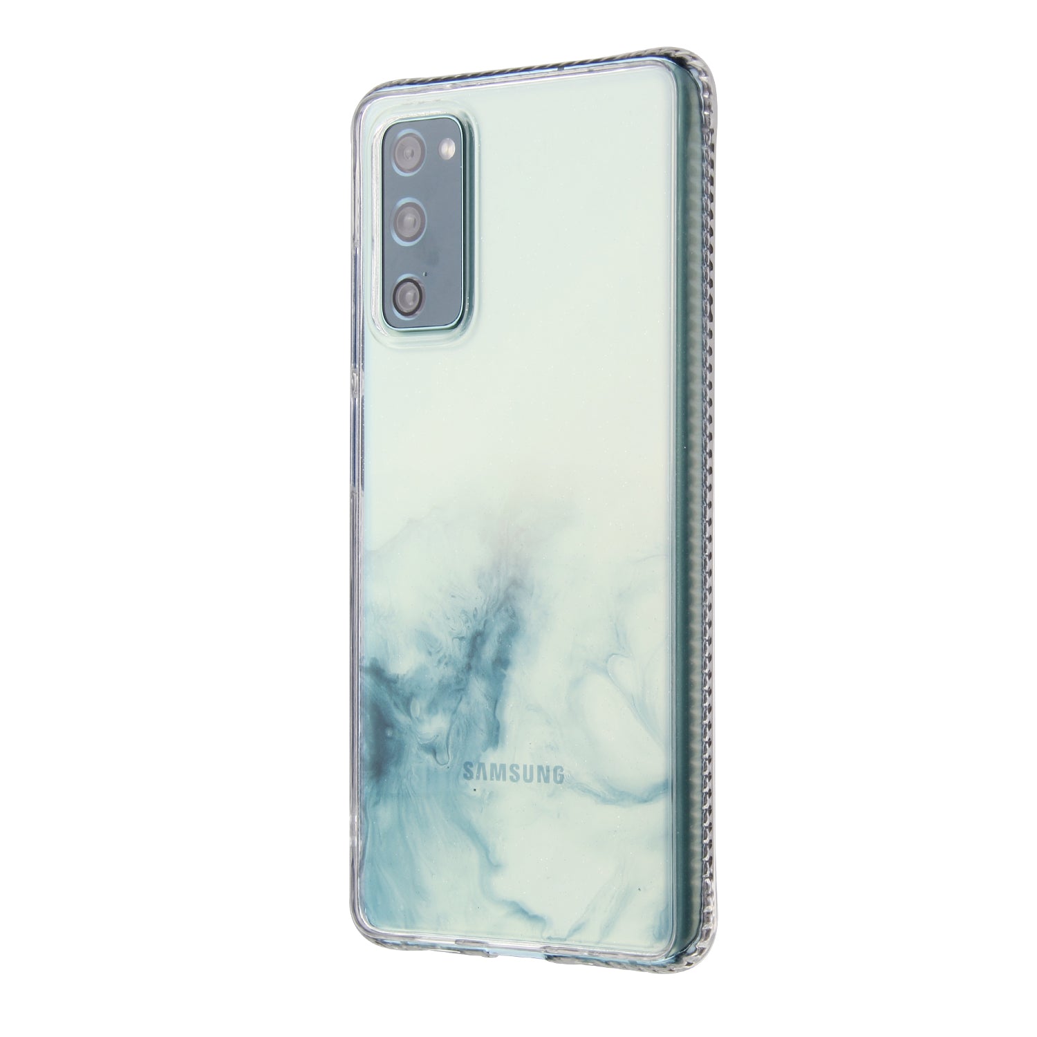 TPU + Acylic Marble Pattern Printing Phone Cover Case for Samsung Galaxy S20 FE/S20 Fan Edition/S20 FE 5G/S20 Fan Edition 5G/S20 Lite - Lake Blue