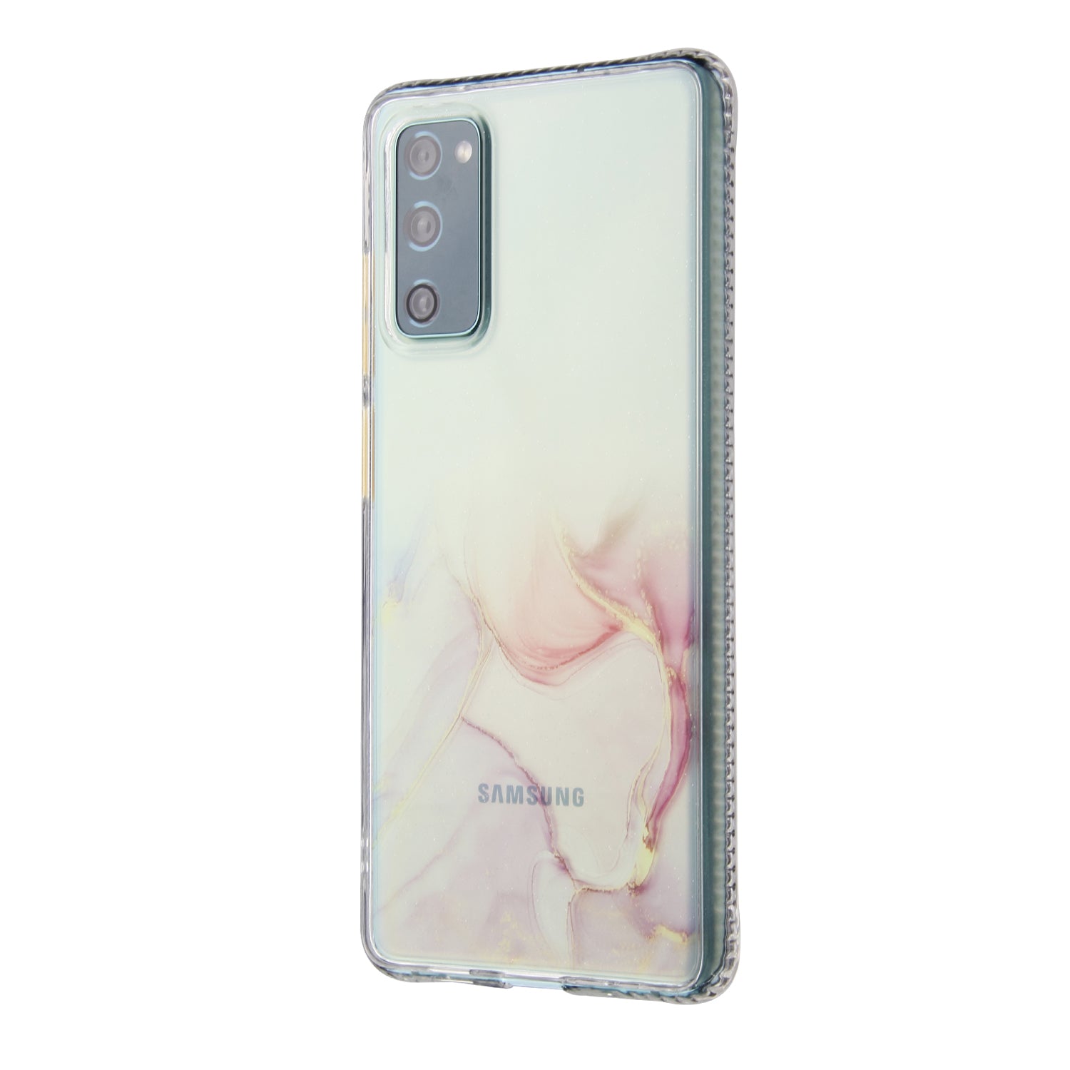 TPU + Acylic Marble Pattern Printing Phone Cover Case for Samsung Galaxy S20 FE/S20 Fan Edition/S20 FE 5G/S20 Fan Edition 5G/S20 Lite - Pink