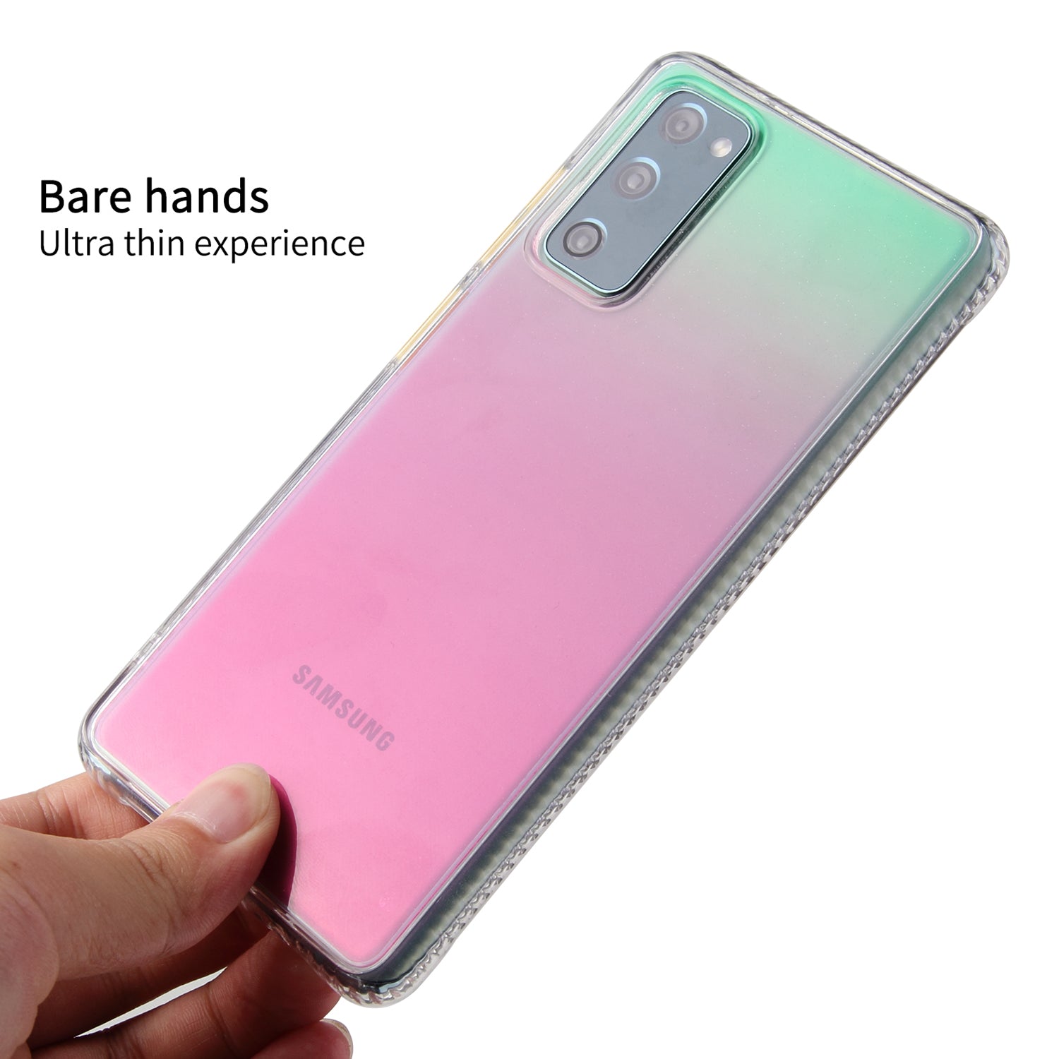 Color Gradient TPU + Acrylic Phone Cover Shell for Samsung Galaxy S20 FE/S20 Fan Edition/S20 FE 5G/S20 Fan Edition 5G/S20 Lite - Pink