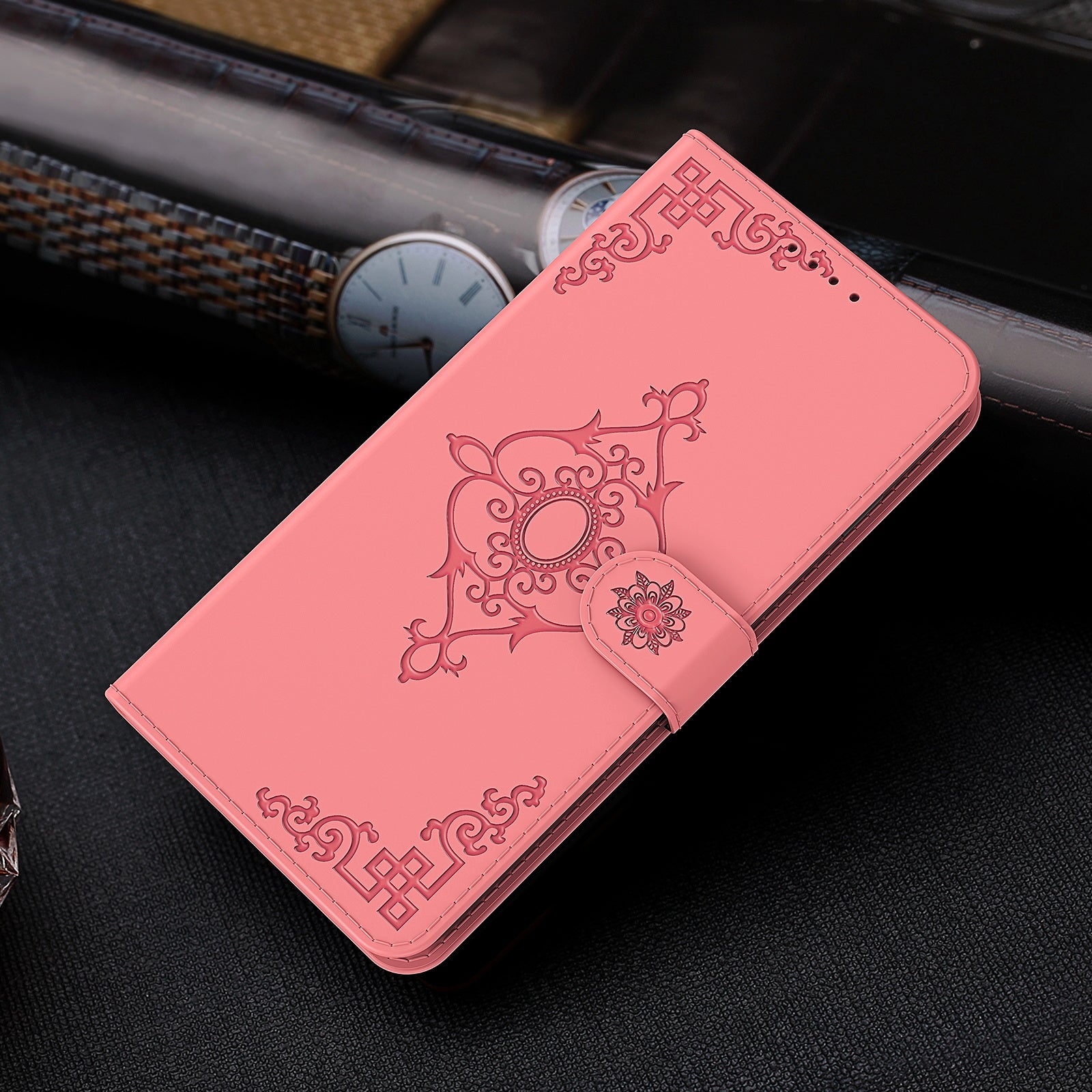 Symmetrical Pattern Imprinting Wallet Leather Phone Stand Protector for Samsung Galaxy S20 FE/S20 Fan Edition/S20 FE 5G/S20 Fan Edition 5G - Pink