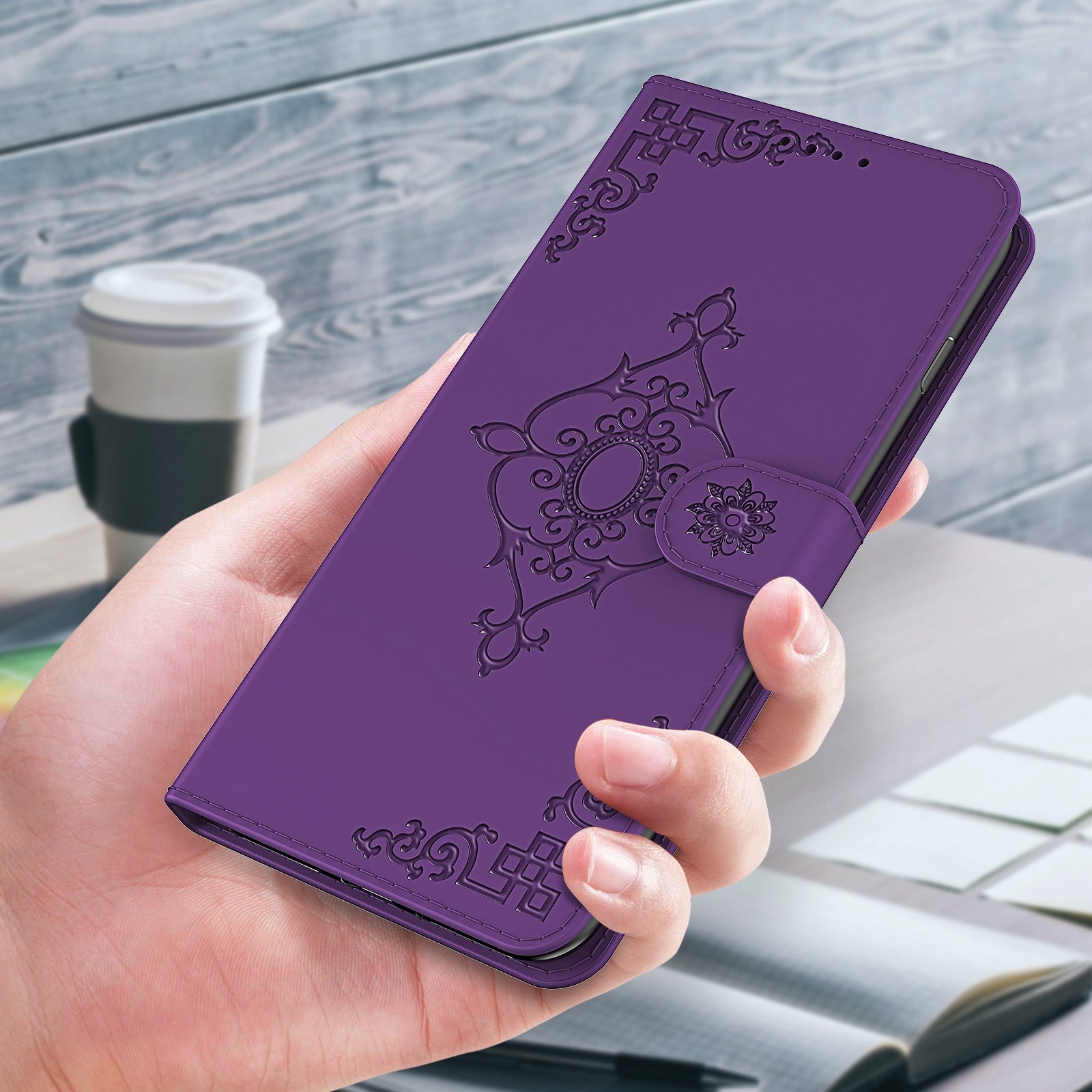 Symmetrical Pattern Imprinting Wallet Leather Phone Stand Protector for Samsung Galaxy S20 FE/S20 Fan Edition/S20 FE 5G/S20 Fan Edition 5G - Purple