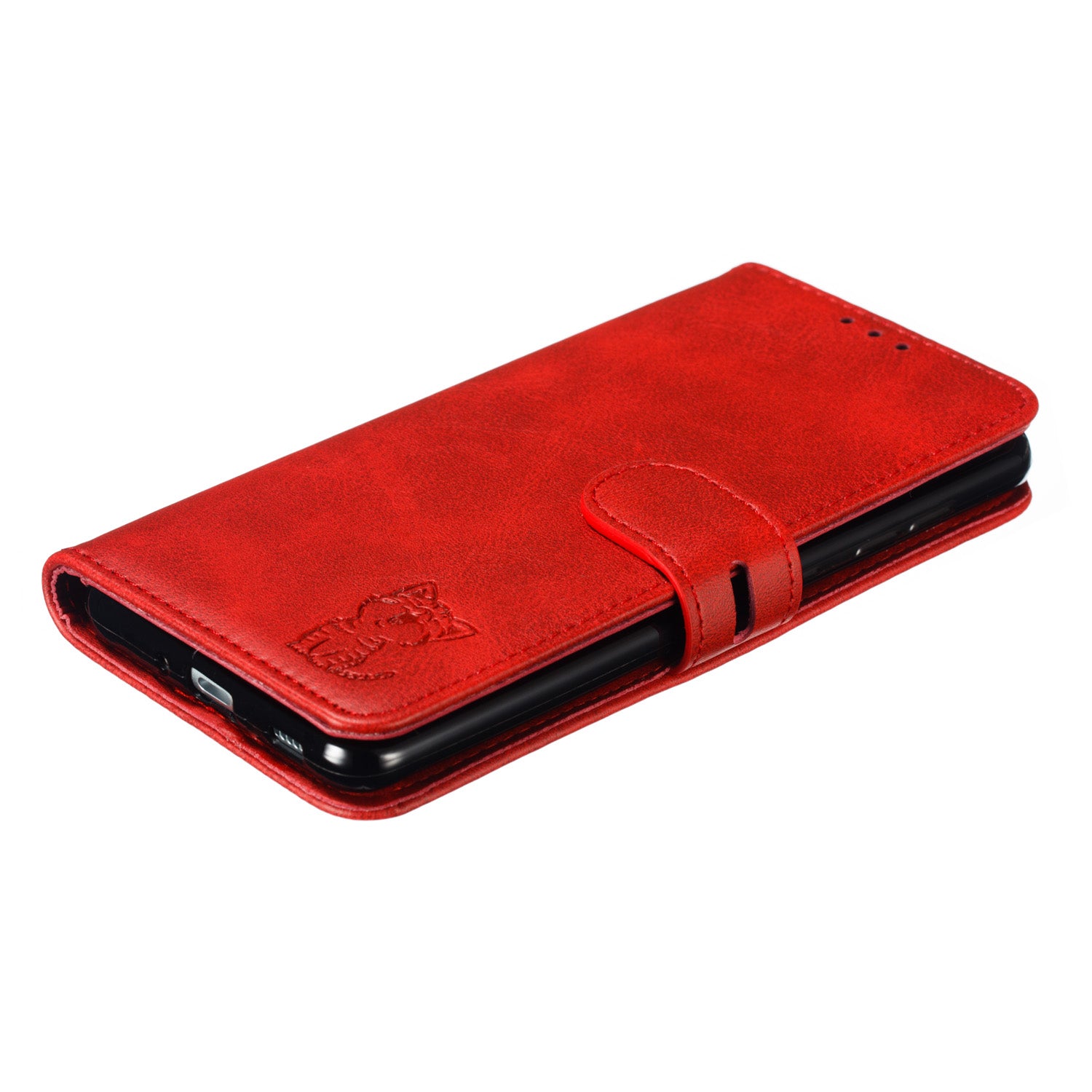 Imprint Happy Cat PU Leather Wallet Stand Case for Samsung Galaxy S20 FE/S20 Fan Edition/S20 FE 5G/S20 Fan Edition 5G - Red