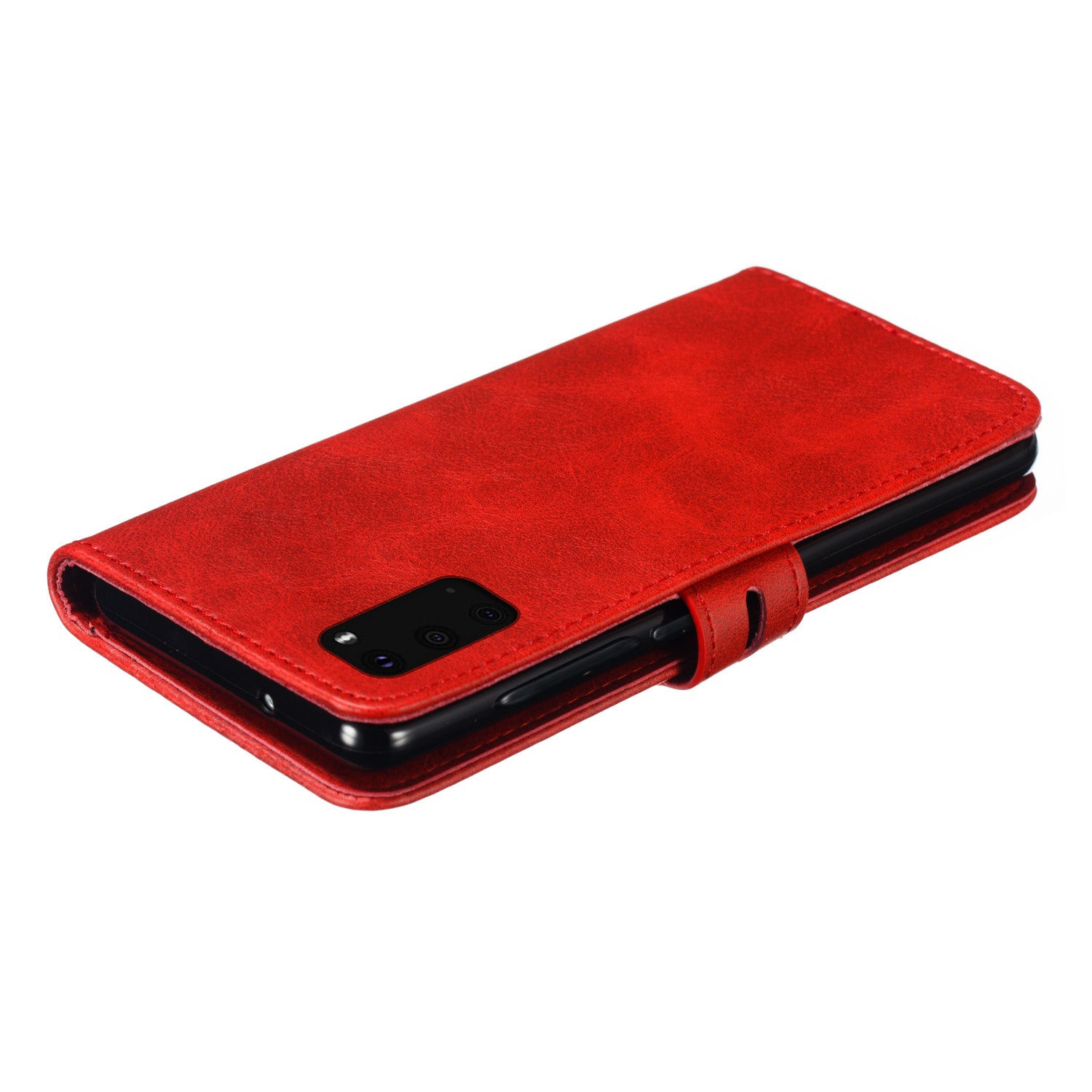 Imprint Happy Cat PU Leather Wallet Stand Case for Samsung Galaxy S20 FE/S20 Fan Edition/S20 FE 5G/S20 Fan Edition 5G - Red