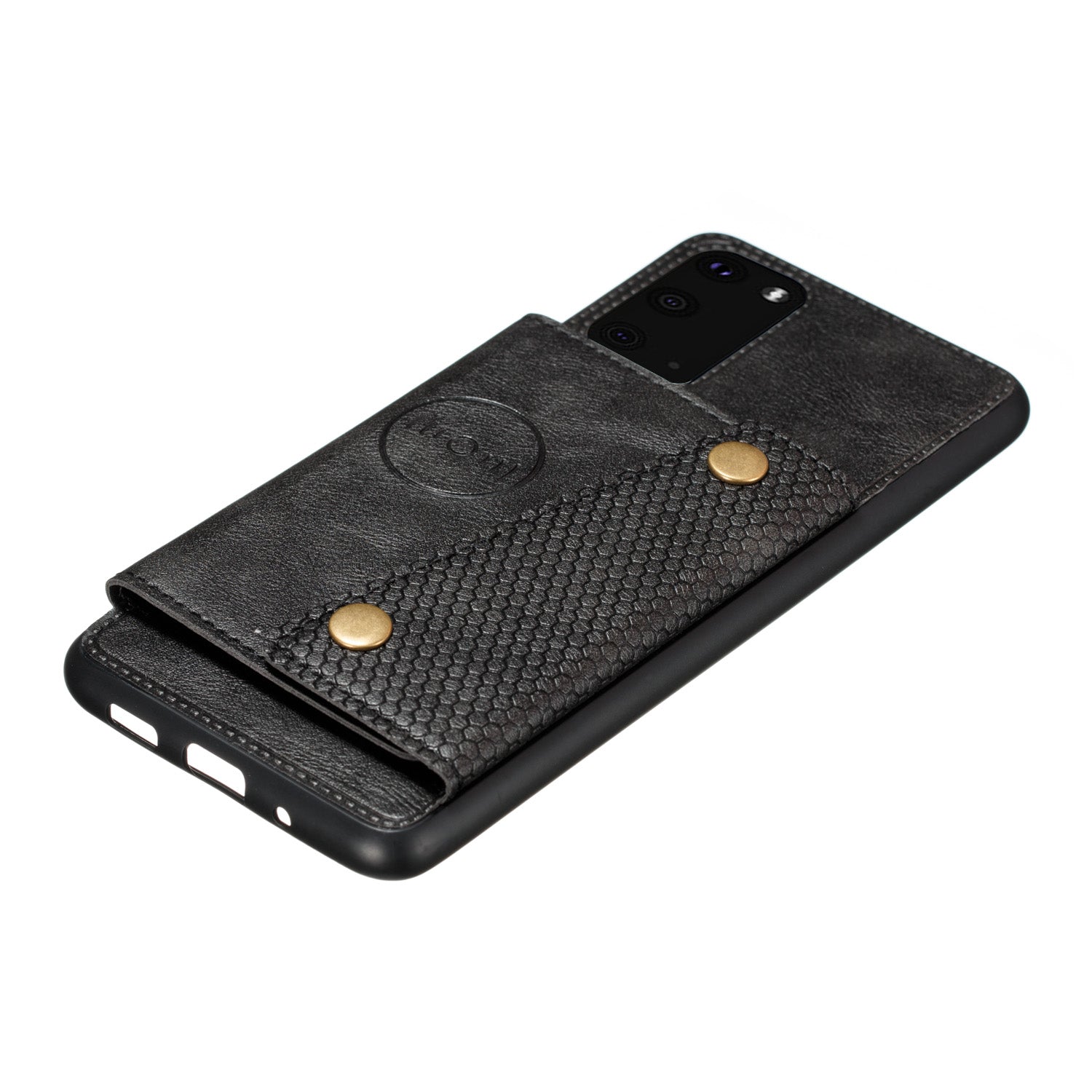 Card Holder PU Leather Coated TPU Case Shell [Built-in Magnetic Sheet] for Samsung Galaxy S20 FE 4G/5G/2022/S20 Lite - Black