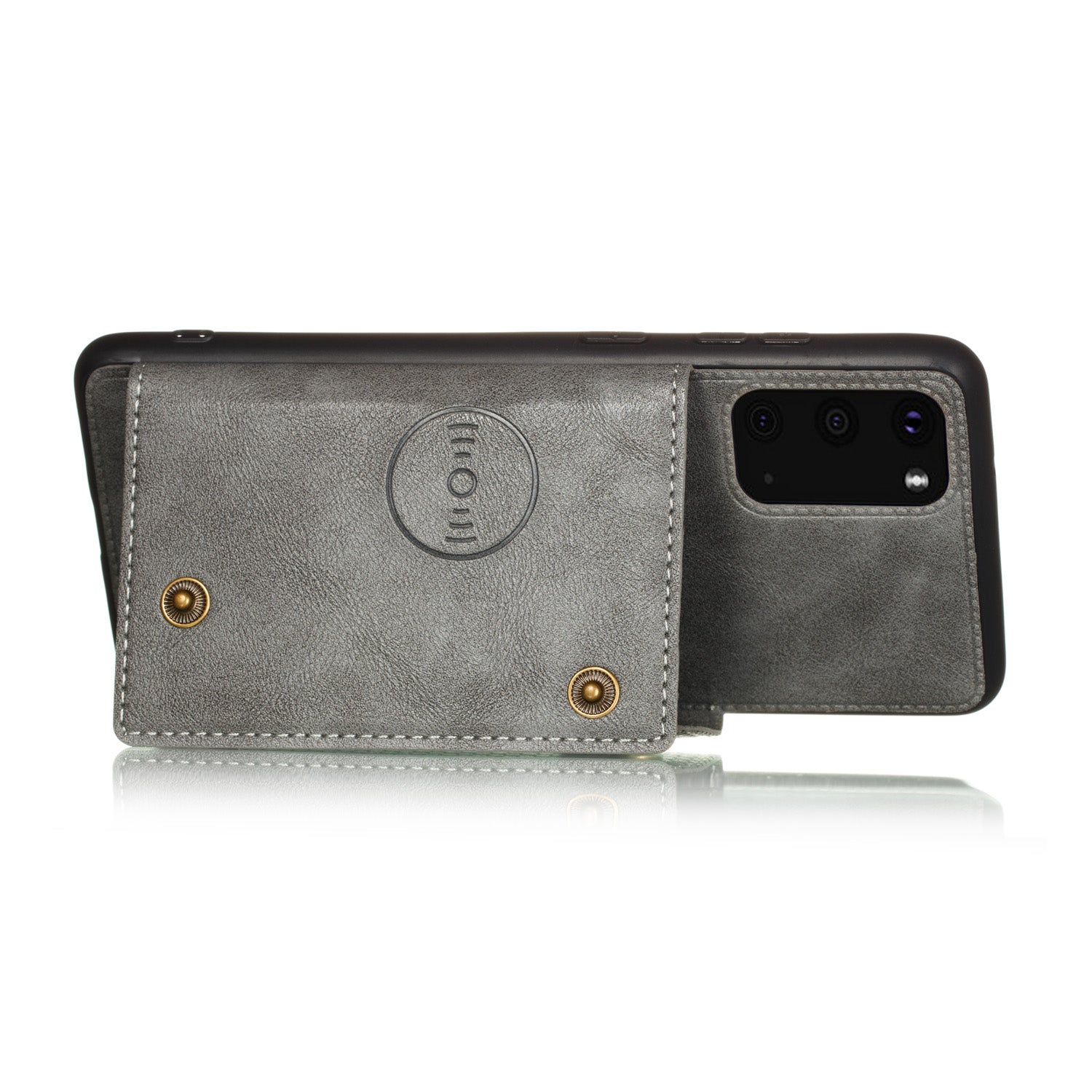 Card Holder PU Leather Coated TPU Case Shell [Built-in Magnetic Sheet] for Samsung Galaxy S20 FE 4G/5G/2022/S20 Lite - Grey