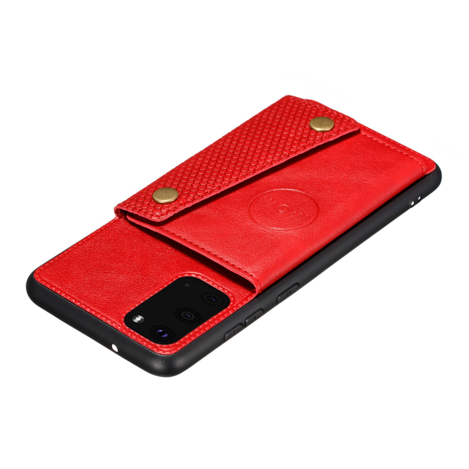 Card Holder PU Leather Coated TPU Case Shell [Built-in Magnetic Sheet] for Samsung Galaxy S20 FE 4G/5G/2022/S20 Lite - Red