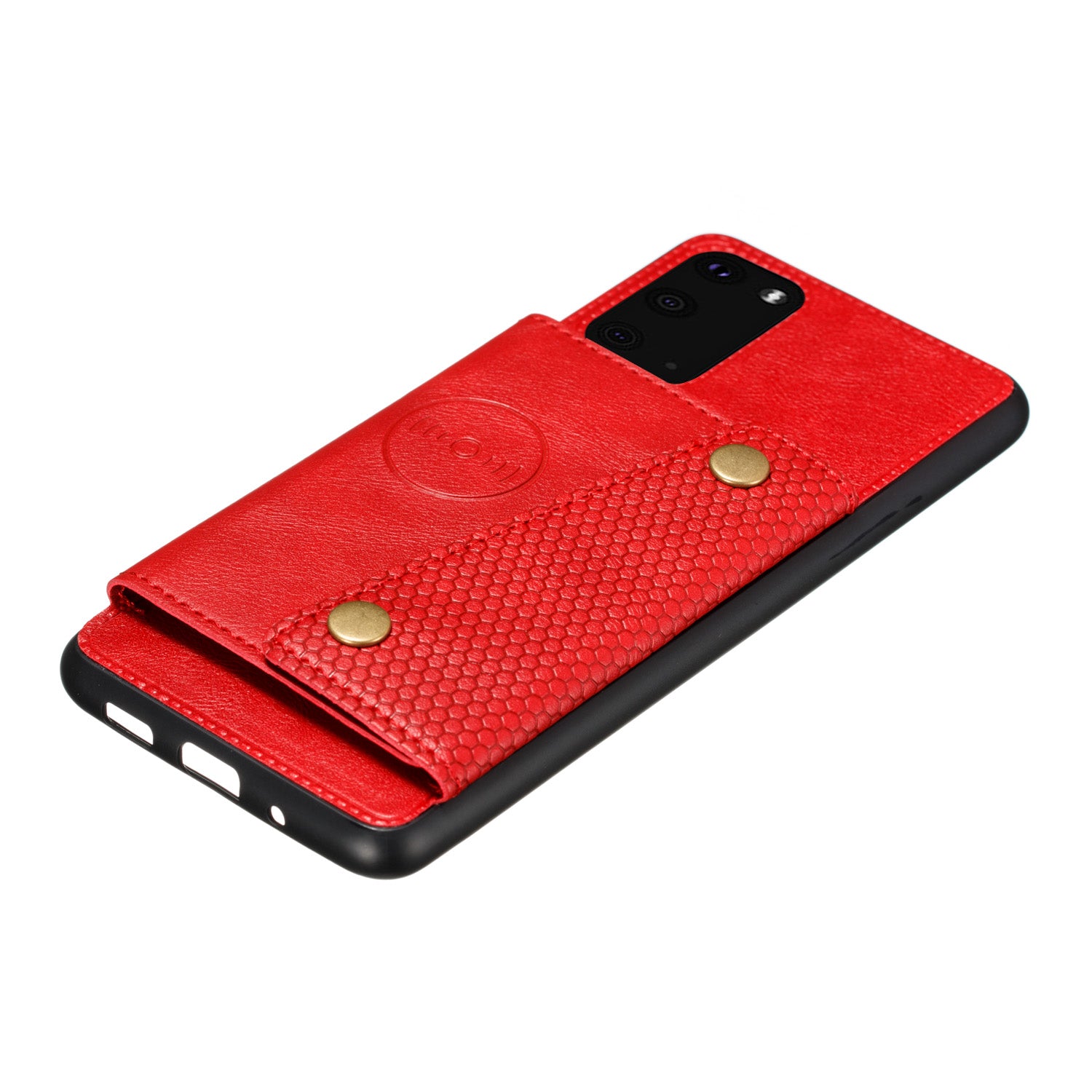 Card Holder PU Leather Coated TPU Case Shell [Built-in Magnetic Sheet] for Samsung Galaxy S20 FE 4G/5G/2022/S20 Lite - Red