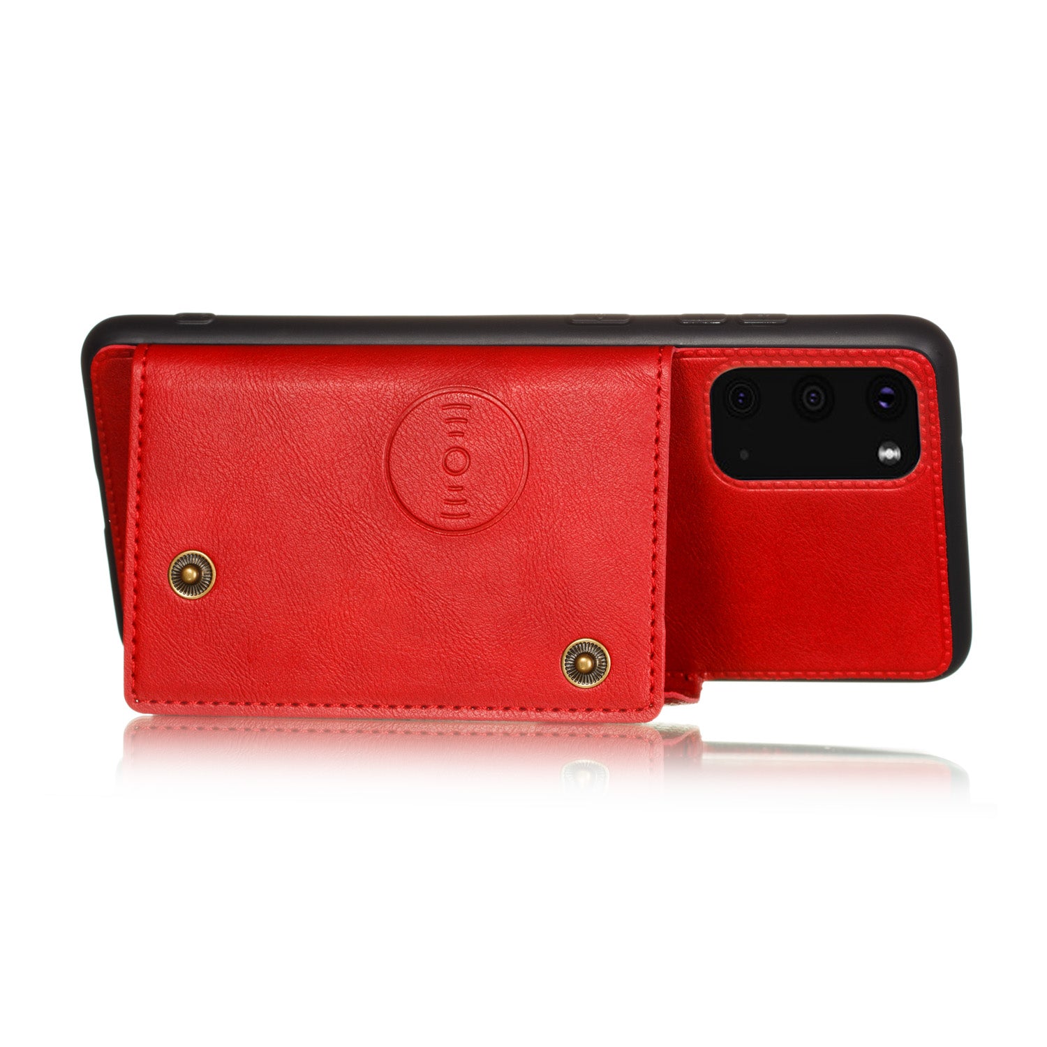 Card Holder PU Leather Coated TPU Case Shell [Built-in Magnetic Sheet] for Samsung Galaxy S20 FE 4G/5G/2022/S20 Lite - Red