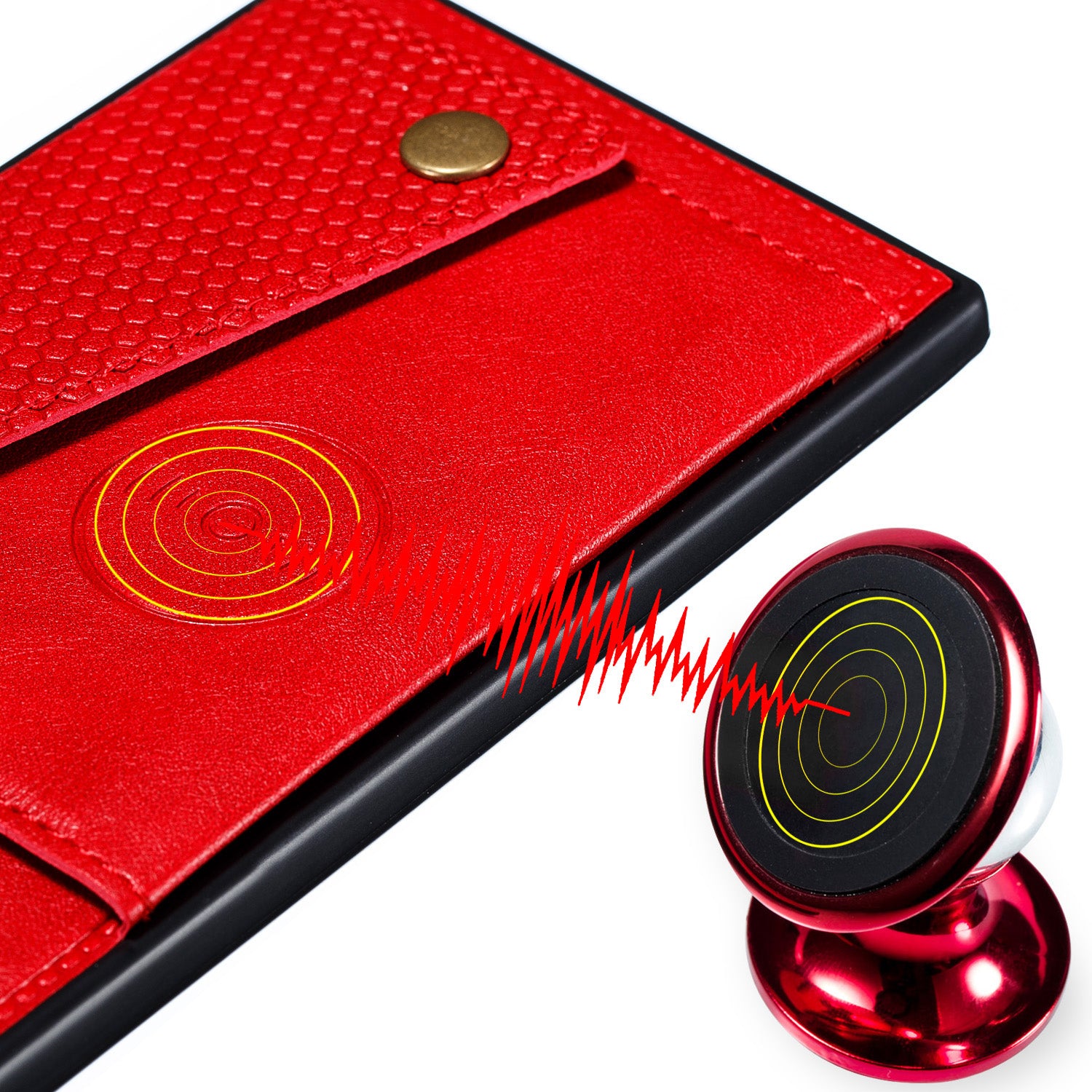 Card Holder PU Leather Coated TPU Case Shell [Built-in Magnetic Sheet] for Samsung Galaxy S20 FE 4G/5G/2022/S20 Lite - Red