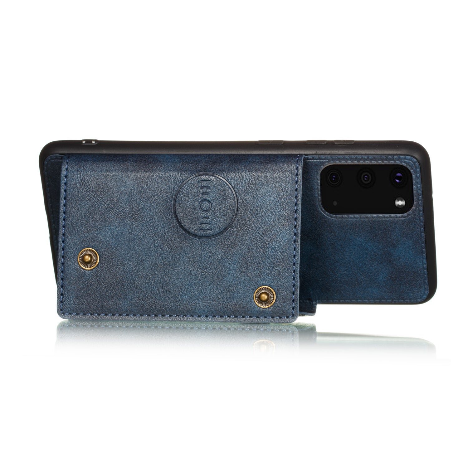 Card Holder PU Leather Coated TPU Case Shell [Built-in Magnetic Sheet] for Samsung Galaxy S20 FE 4G/5G/2022/S20 Lite - Blue