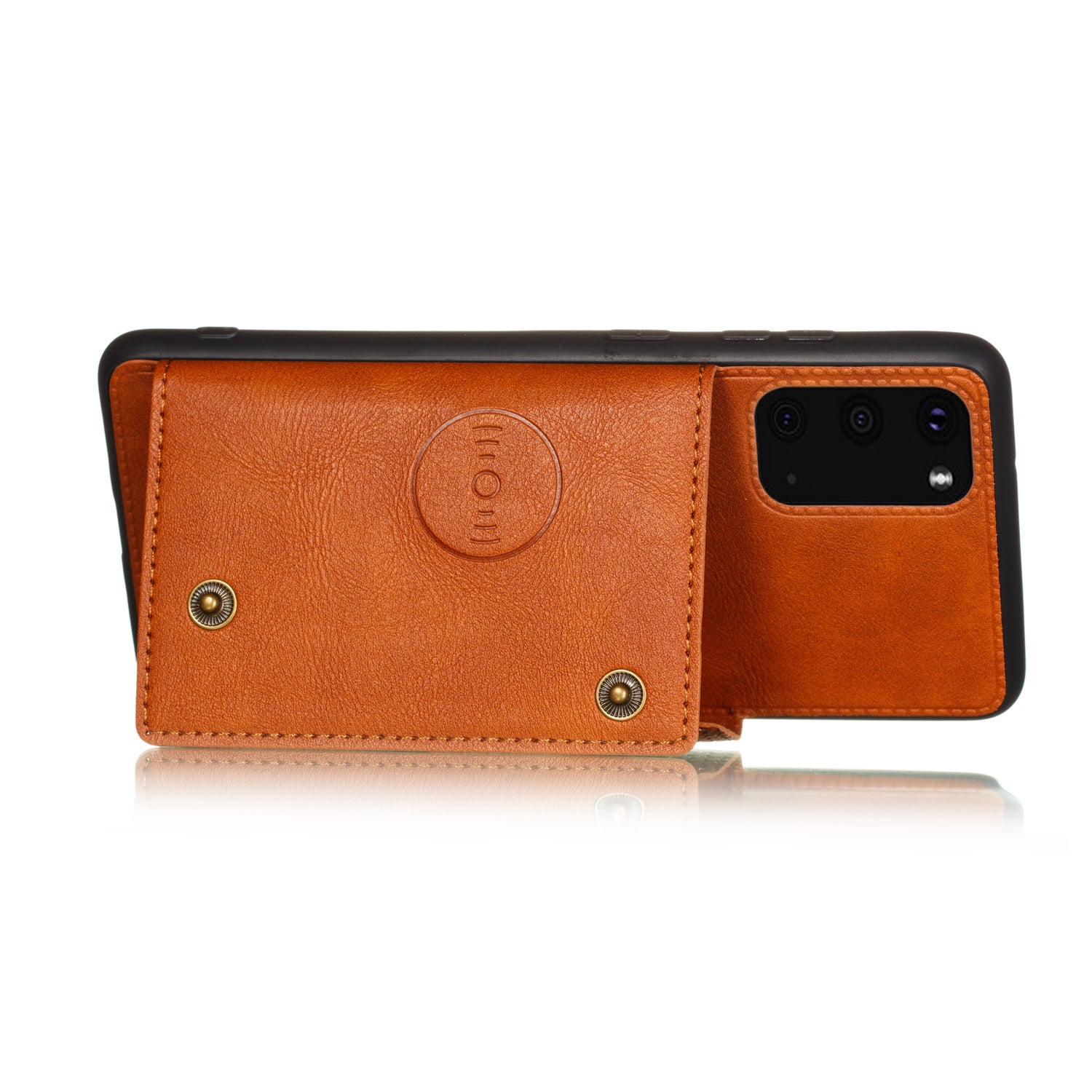 Card Holder PU Leather Coated TPU Case Shell [Built-in Magnetic Sheet] for Samsung Galaxy S20 FE 4G/5G/2022/S20 Lite - Brown