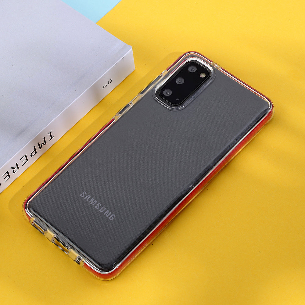 Crystal Clear Bi-color TPU Phone Case for Samsung Galaxy S20 FE/S20 Fan Edition/S20 FE 5G/S20 Fan Edition 5G/S20 Lite - Red