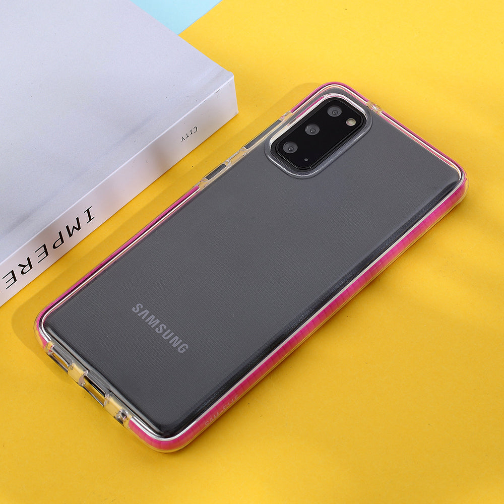 Crystal Clear Bi-color TPU Phone Case for Samsung Galaxy S20 FE/S20 Fan Edition/S20 FE 5G/S20 Fan Edition 5G/S20 Lite - Rose