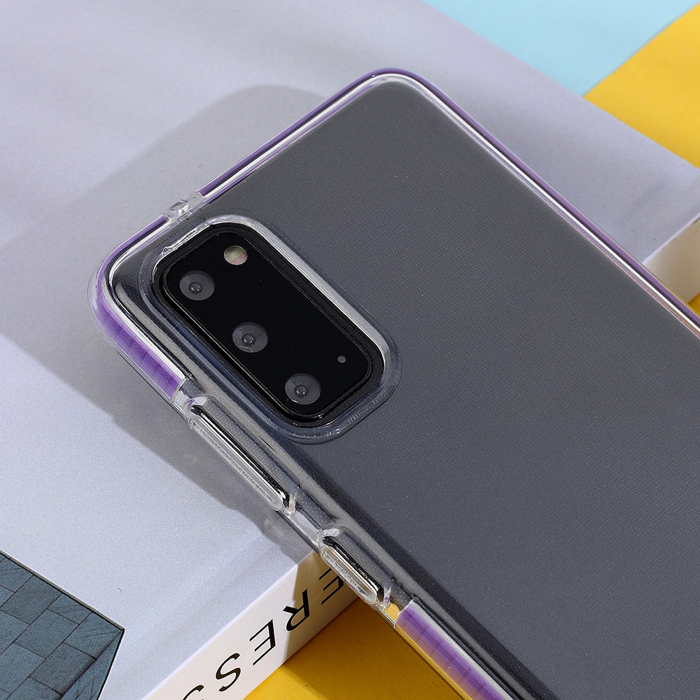 Crystal Clear Bi-color TPU Phone Case for Samsung Galaxy S20 FE/S20 Fan Edition/S20 FE 5G/S20 Fan Edition 5G/S20 Lite - Purple