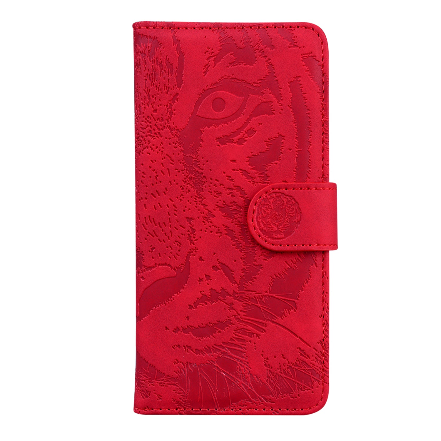 Imprint Tiger Face Leather Wallet Cell Phone Case with Stand for Samsung Galaxy S20 FE/S20 Fan Edition/S20 FE 5G/S20 Fan Edition 5G/S20 Lite - Red