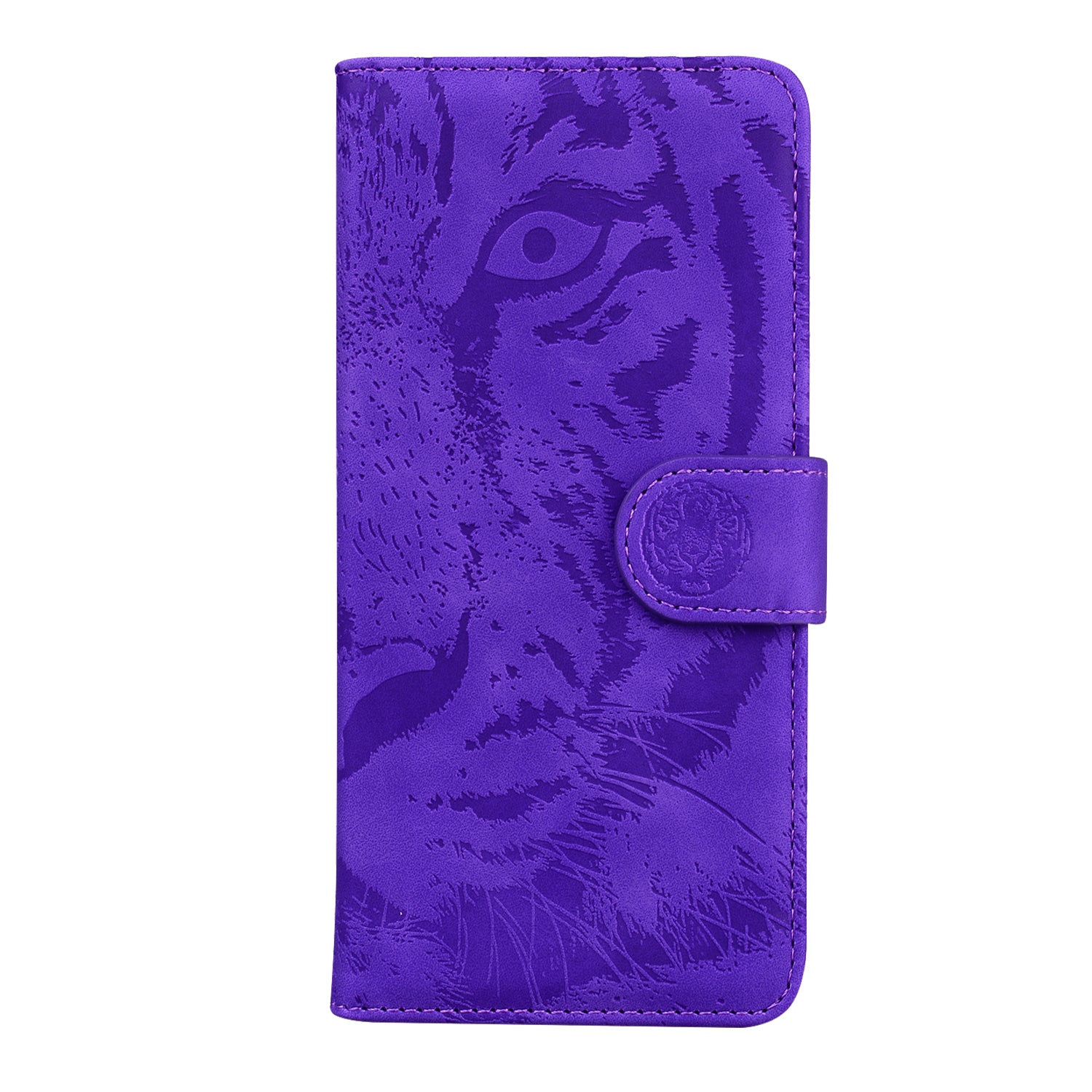 Imprint Tiger Face Leather Wallet Cell Phone Case with Stand for Samsung Galaxy S20 FE/S20 Fan Edition/S20 FE 5G/S20 Fan Edition 5G/S20 Lite - Purple