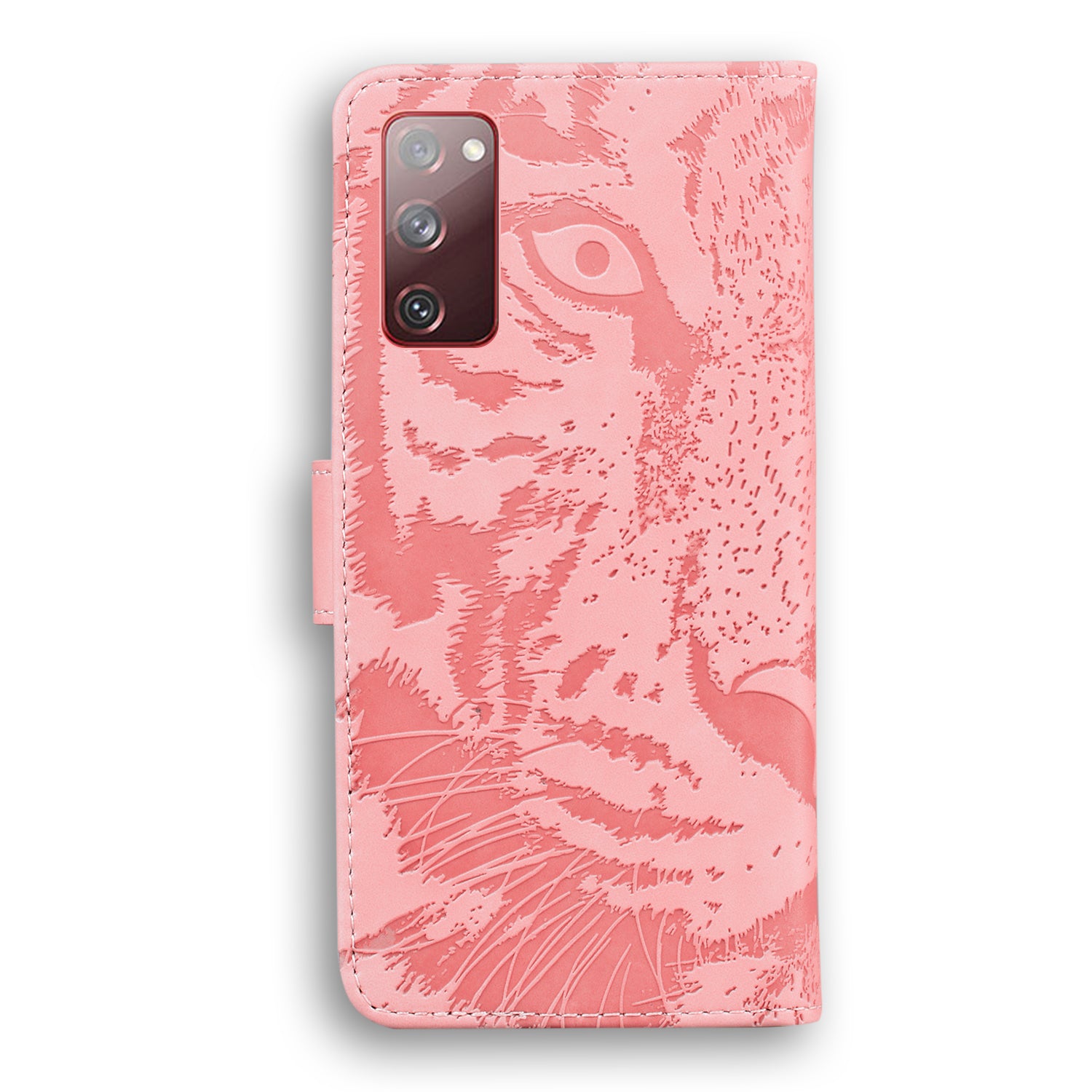 Imprint Tiger Face Leather Wallet Cell Phone Case with Stand for Samsung Galaxy S20 FE/S20 Fan Edition/S20 FE 5G/S20 Fan Edition 5G/S20 Lite - Pink