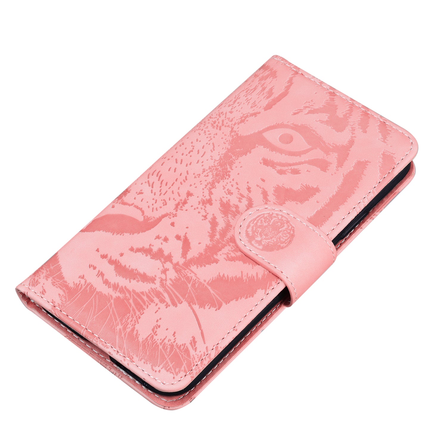 Imprint Tiger Face Leather Wallet Cell Phone Case with Stand for Samsung Galaxy S20 FE/S20 Fan Edition/S20 FE 5G/S20 Fan Edition 5G/S20 Lite - Pink