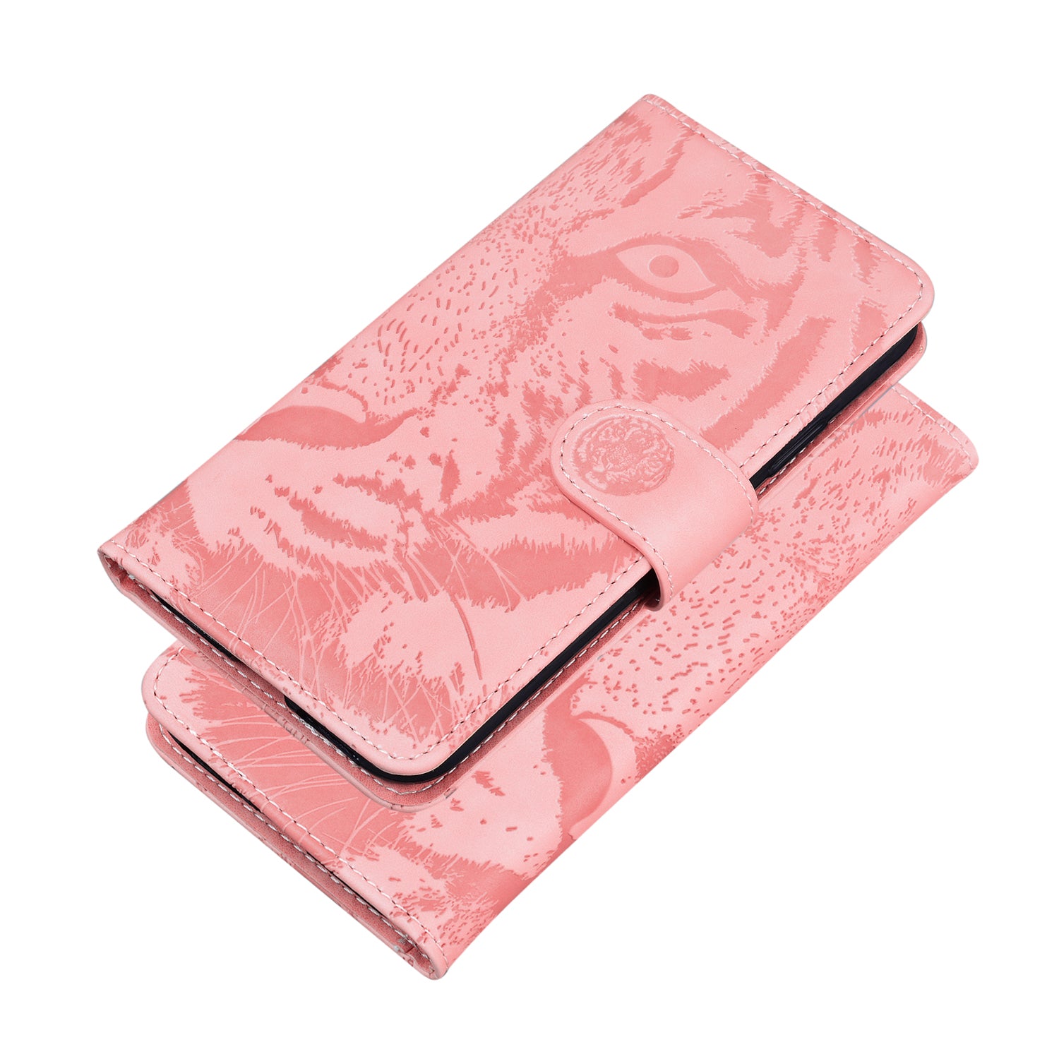 Imprint Tiger Face Leather Wallet Cell Phone Case with Stand for Samsung Galaxy S20 FE/S20 Fan Edition/S20 FE 5G/S20 Fan Edition 5G/S20 Lite - Pink