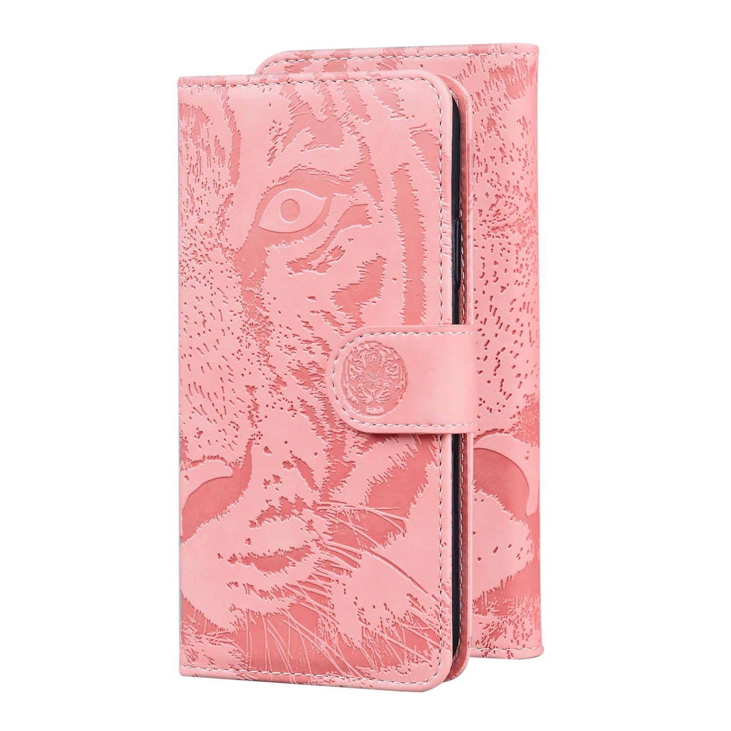 Imprint Tiger Face Leather Wallet Cell Phone Case with Stand for Samsung Galaxy S20 FE/S20 Fan Edition/S20 FE 5G/S20 Fan Edition 5G/S20 Lite - Pink