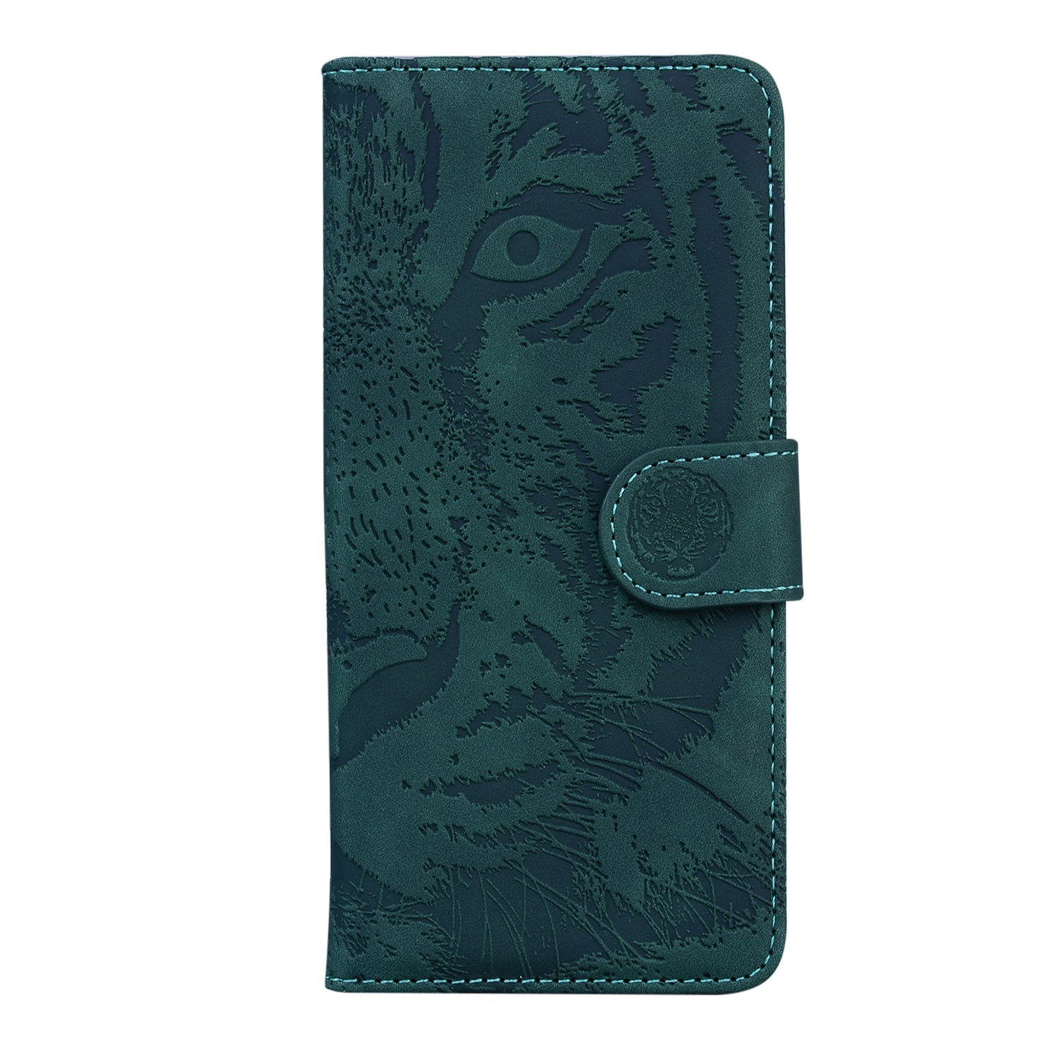 Imprint Tiger Face Leather Wallet Cell Phone Case with Stand for Samsung Galaxy S20 FE/S20 Fan Edition/S20 FE 5G/S20 Fan Edition 5G/S20 Lite - Green