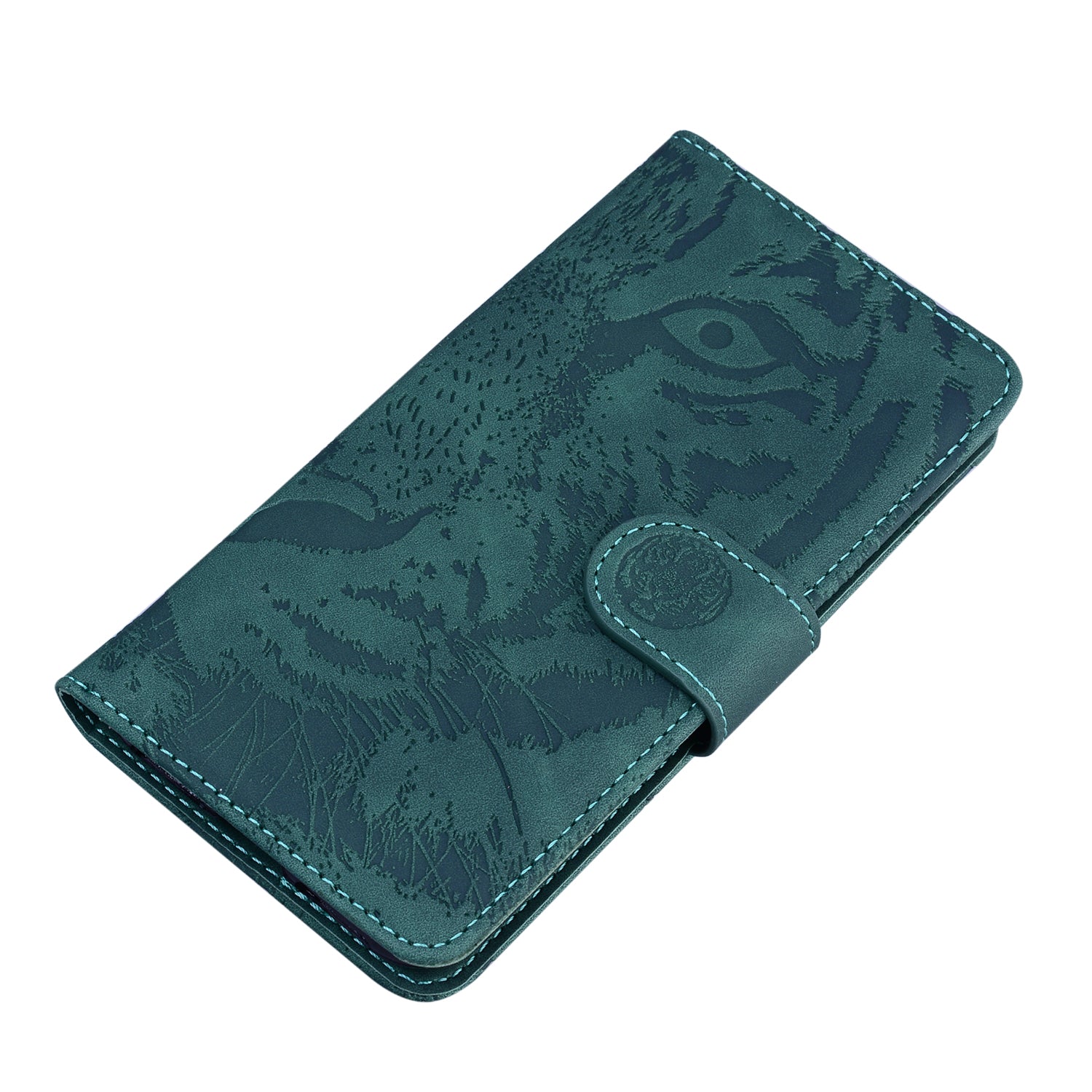 Imprint Tiger Face Leather Wallet Cell Phone Case with Stand for Samsung Galaxy S20 FE/S20 Fan Edition/S20 FE 5G/S20 Fan Edition 5G/S20 Lite - Green