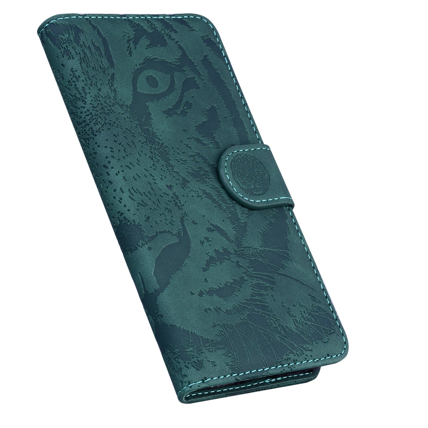 Imprint Tiger Face Leather Wallet Cell Phone Case with Stand for Samsung Galaxy S20 FE/S20 Fan Edition/S20 FE 5G/S20 Fan Edition 5G/S20 Lite - Green