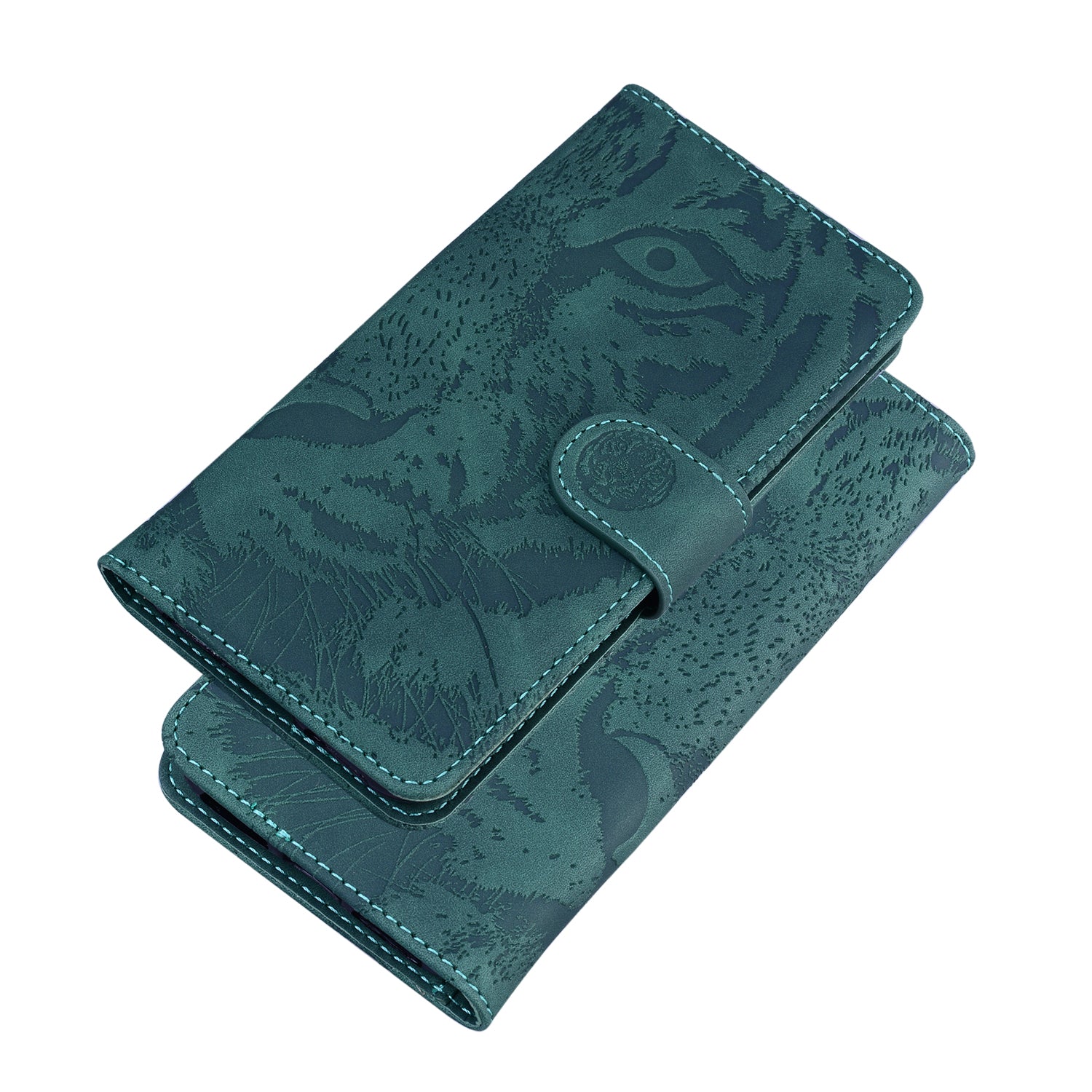 Imprint Tiger Face Leather Wallet Cell Phone Case with Stand for Samsung Galaxy S20 FE/S20 Fan Edition/S20 FE 5G/S20 Fan Edition 5G/S20 Lite - Green