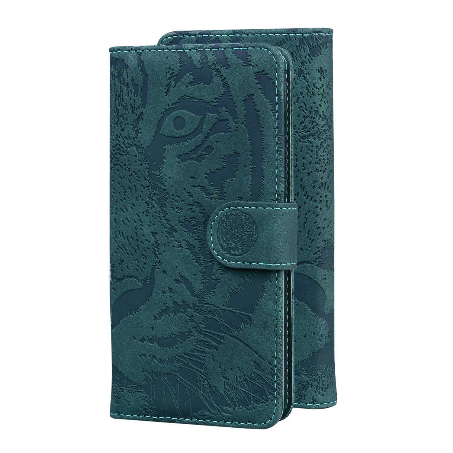 Imprint Tiger Face Leather Wallet Cell Phone Case with Stand for Samsung Galaxy S20 FE/S20 Fan Edition/S20 FE 5G/S20 Fan Edition 5G/S20 Lite - Green