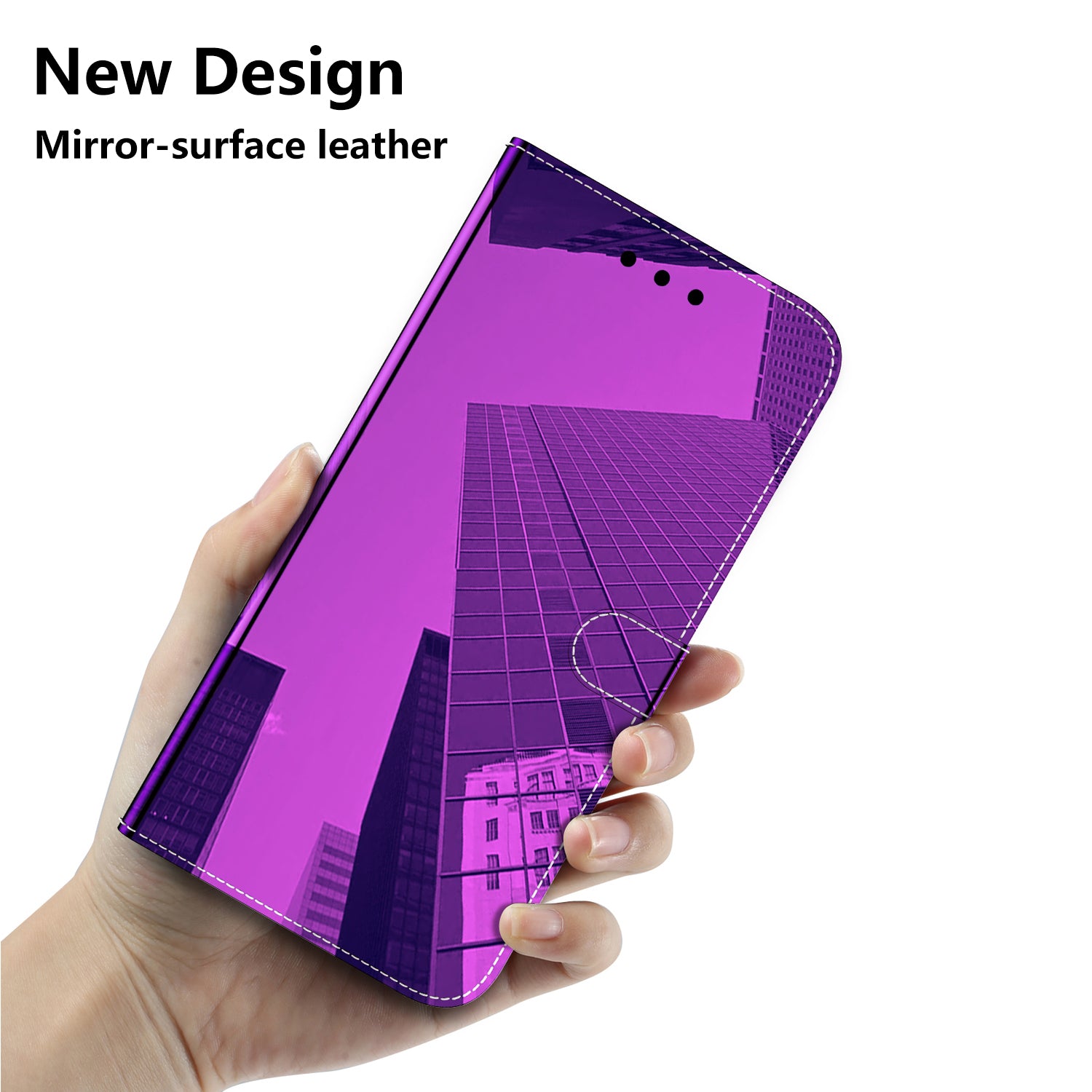 Leather Wallet Stand Case Mirror-like Surface with Wrist Strap for Samsung Galaxy S20 FE/S20 FE 5G/S20 Lite/S20 FE 2022 - Purple