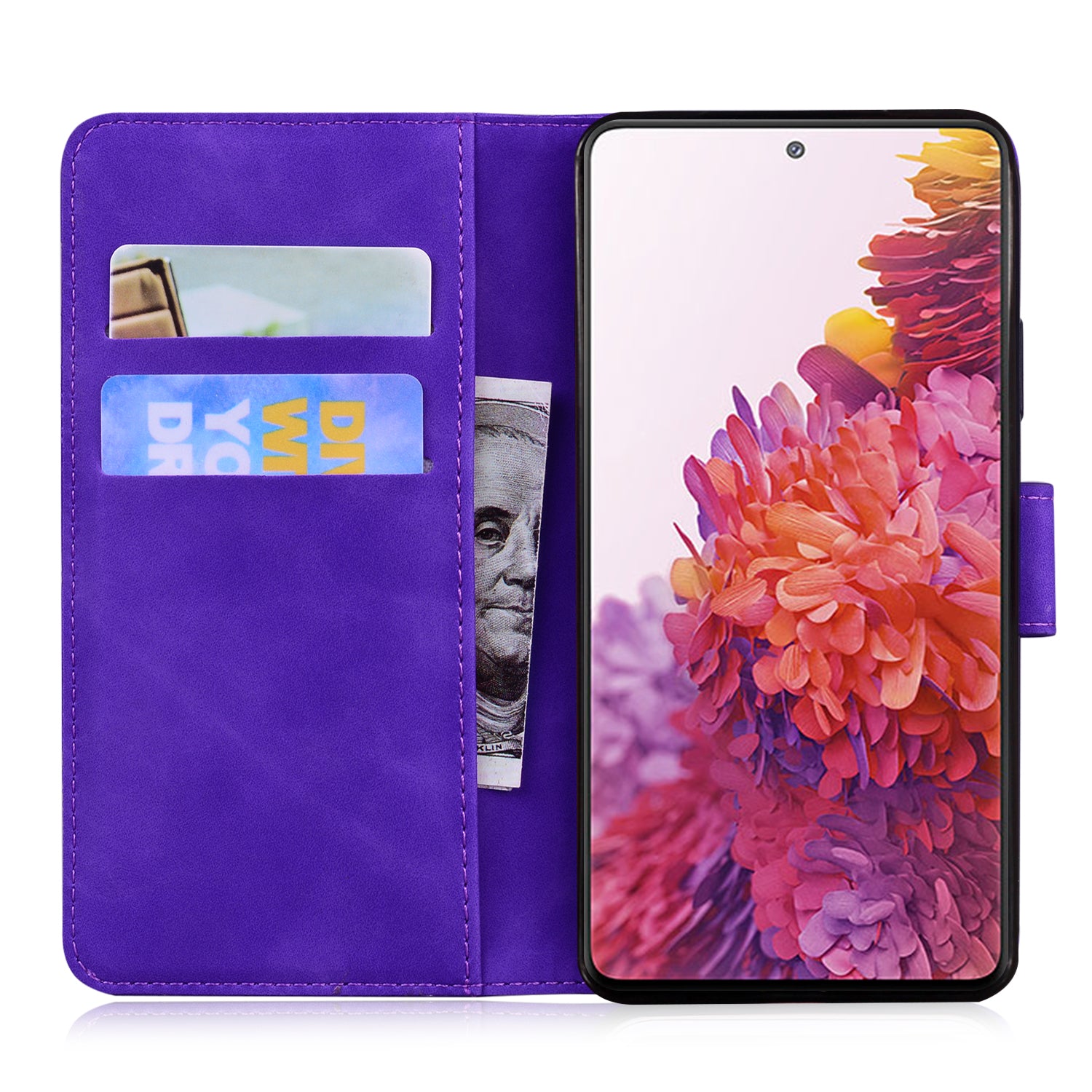 Wallet Stand Magnetic Clasp PU Leather Case for Samsung Galaxy S20 FE 4G/5G/2022/S20 Lite - Purple