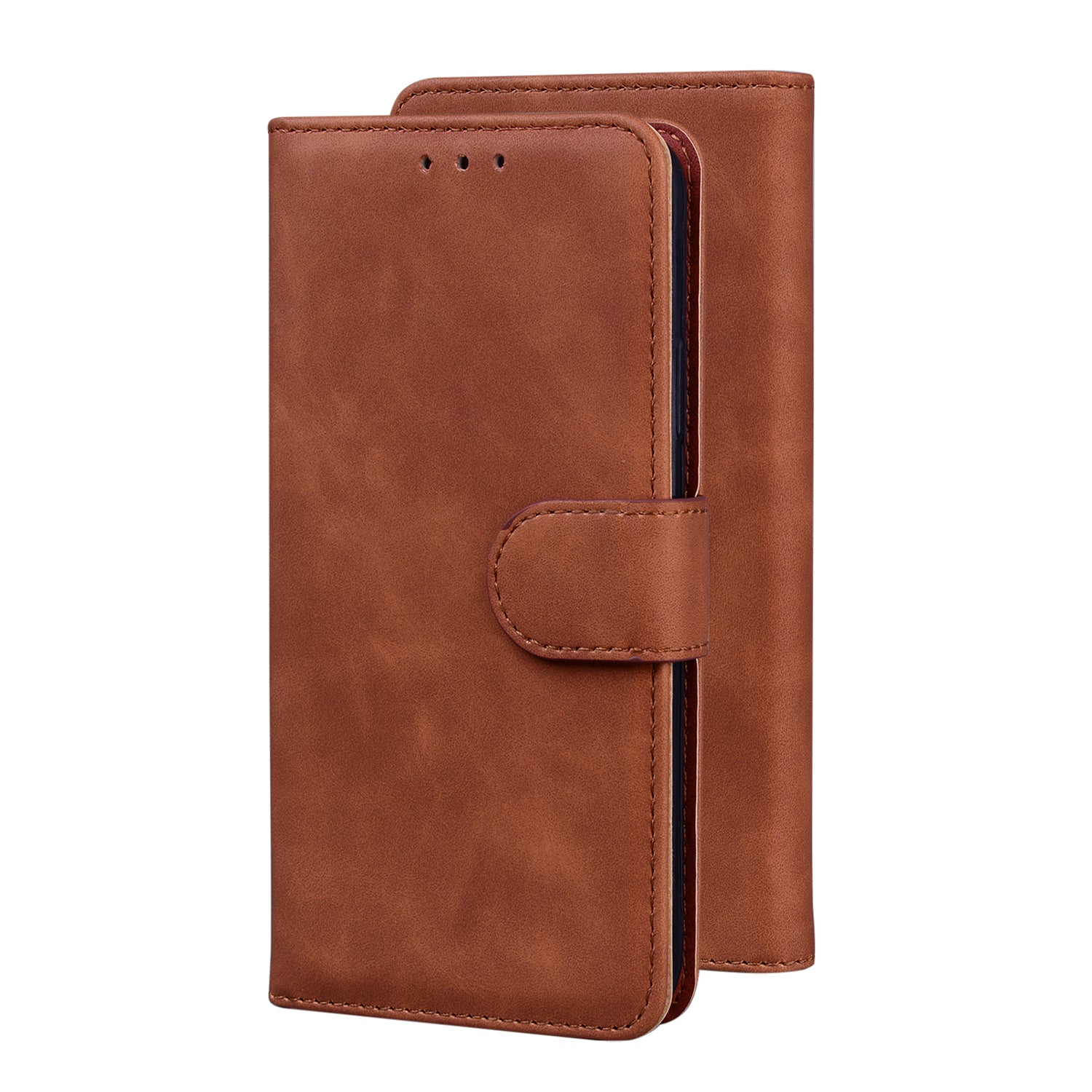 Wallet Stand Magnetic Clasp PU Leather Case for Samsung Galaxy S20 FE 4G/5G/2022/S20 Lite - Brown