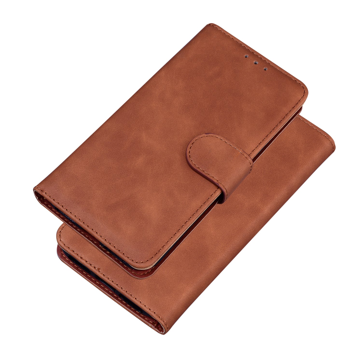 Wallet Stand Magnetic Clasp PU Leather Case for Samsung Galaxy S20 FE 4G/5G/2022/S20 Lite - Brown