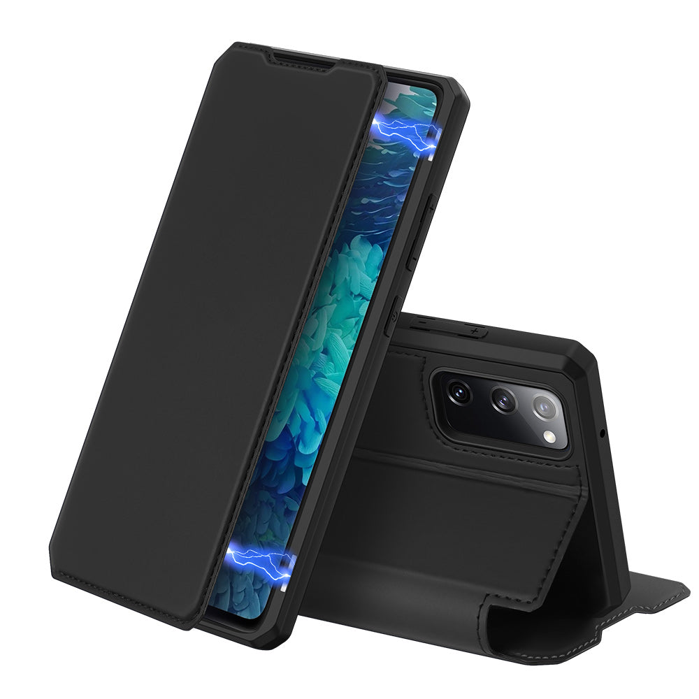 DUX DUCIS Skin X Magneic Absorption Leather Foldable Stand Case with Card Slots for Samsung Galaxy S20 FE 4G/5G/2022/S20 Lite - Black