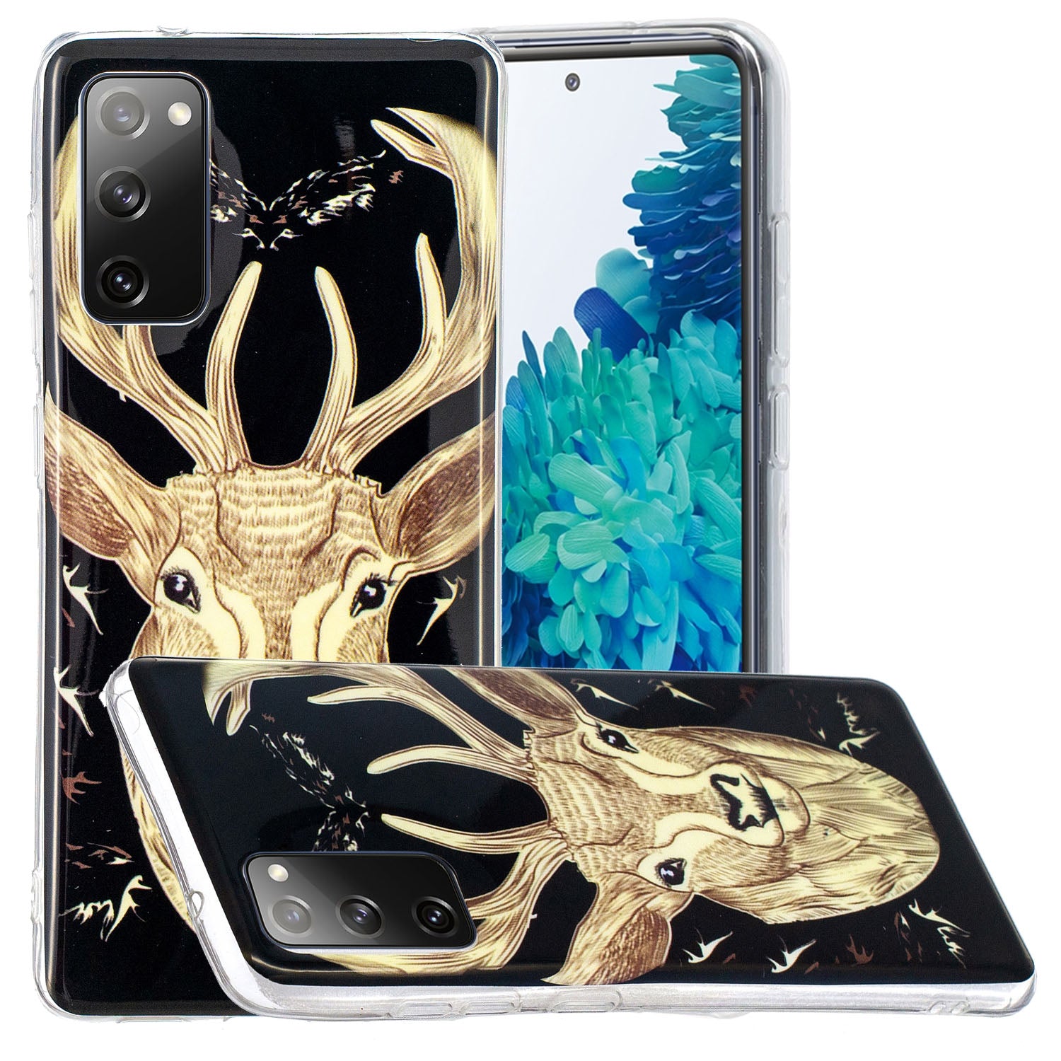 Noctilucent IMD TPU Phone Back Shell for Samsung Galaxy S20 FE 4G/5G/2022/S20 Lite - Elk