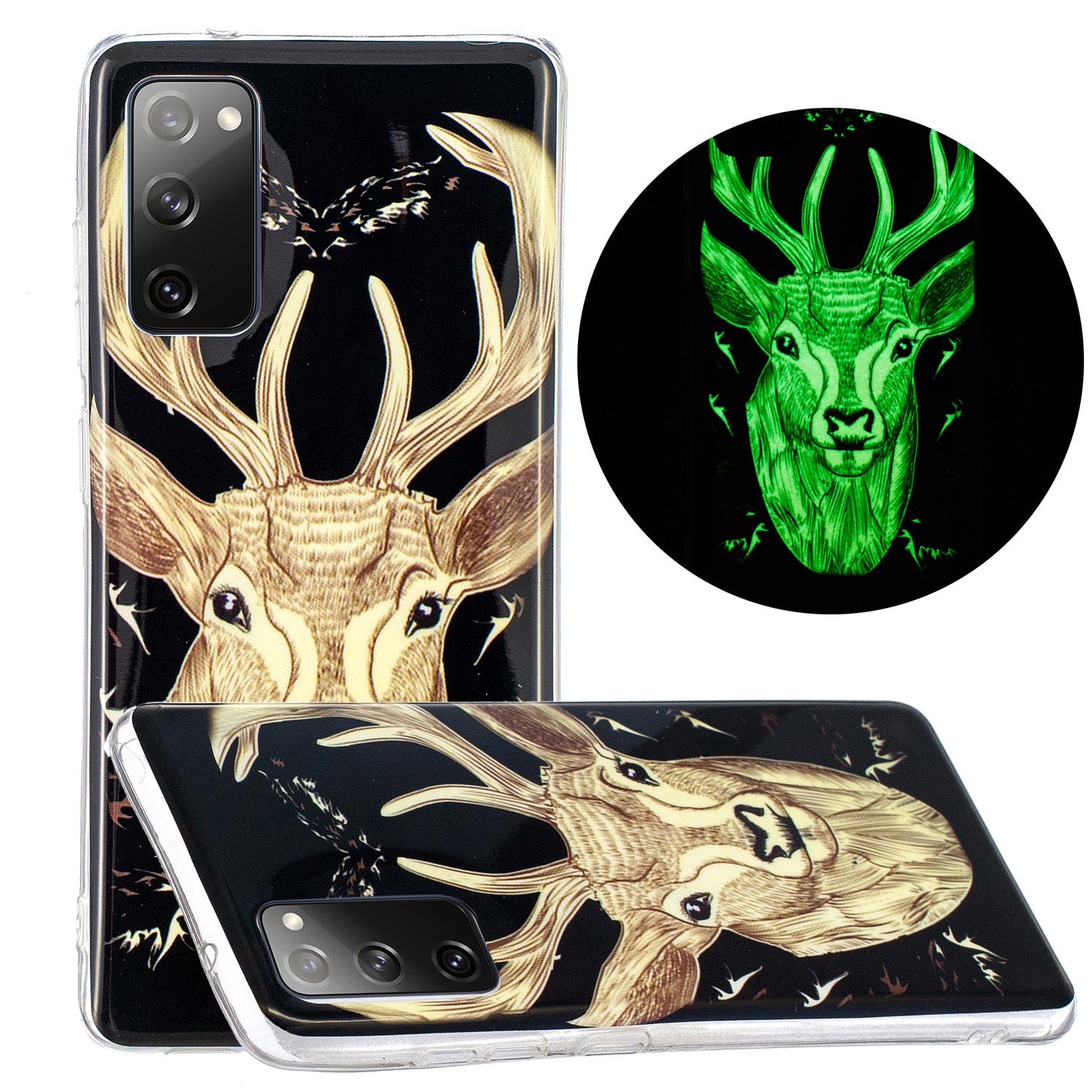 Noctilucent IMD TPU Phone Back Shell for Samsung Galaxy S20 FE 4G/5G/2022/S20 Lite - Elk