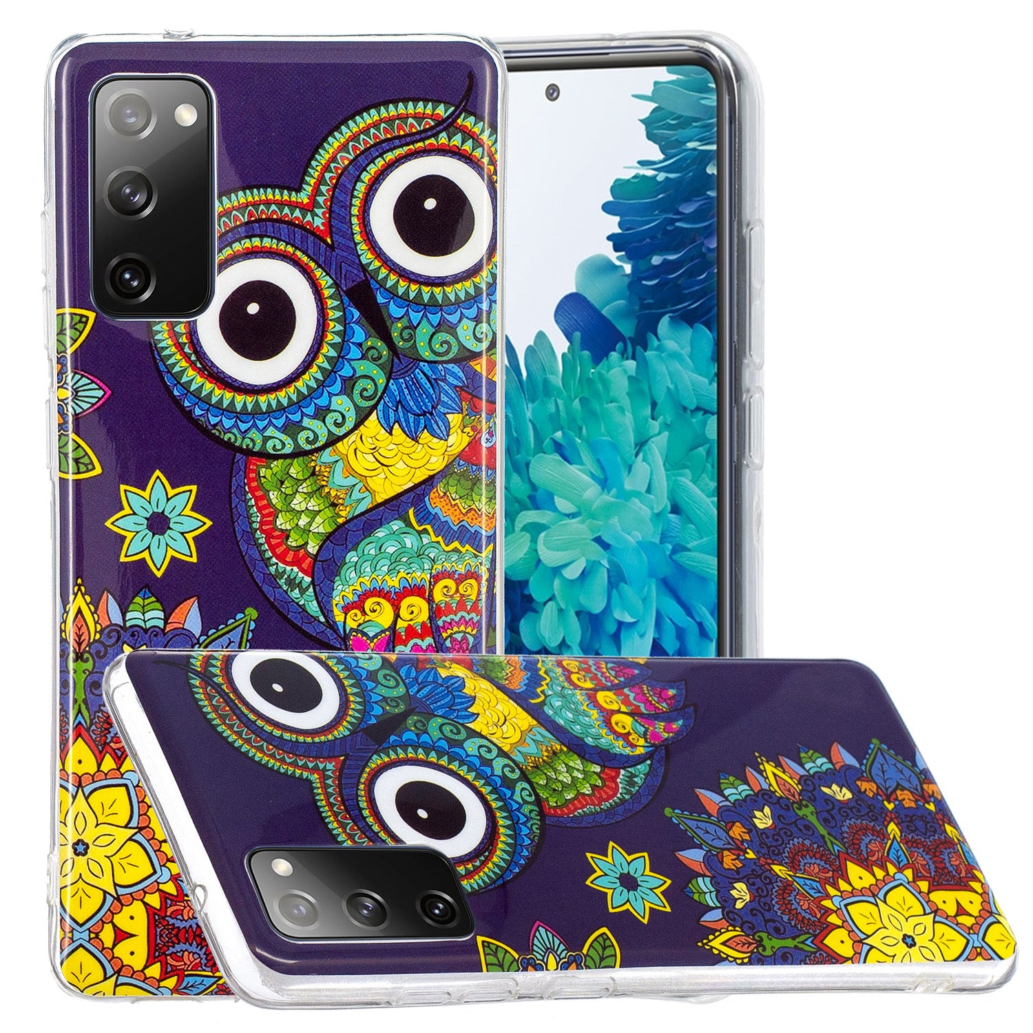 Noctilucent IMD TPU Phone Back Shell for Samsung Galaxy S20 FE 4G/5G/2022/S20 Lite - Owl