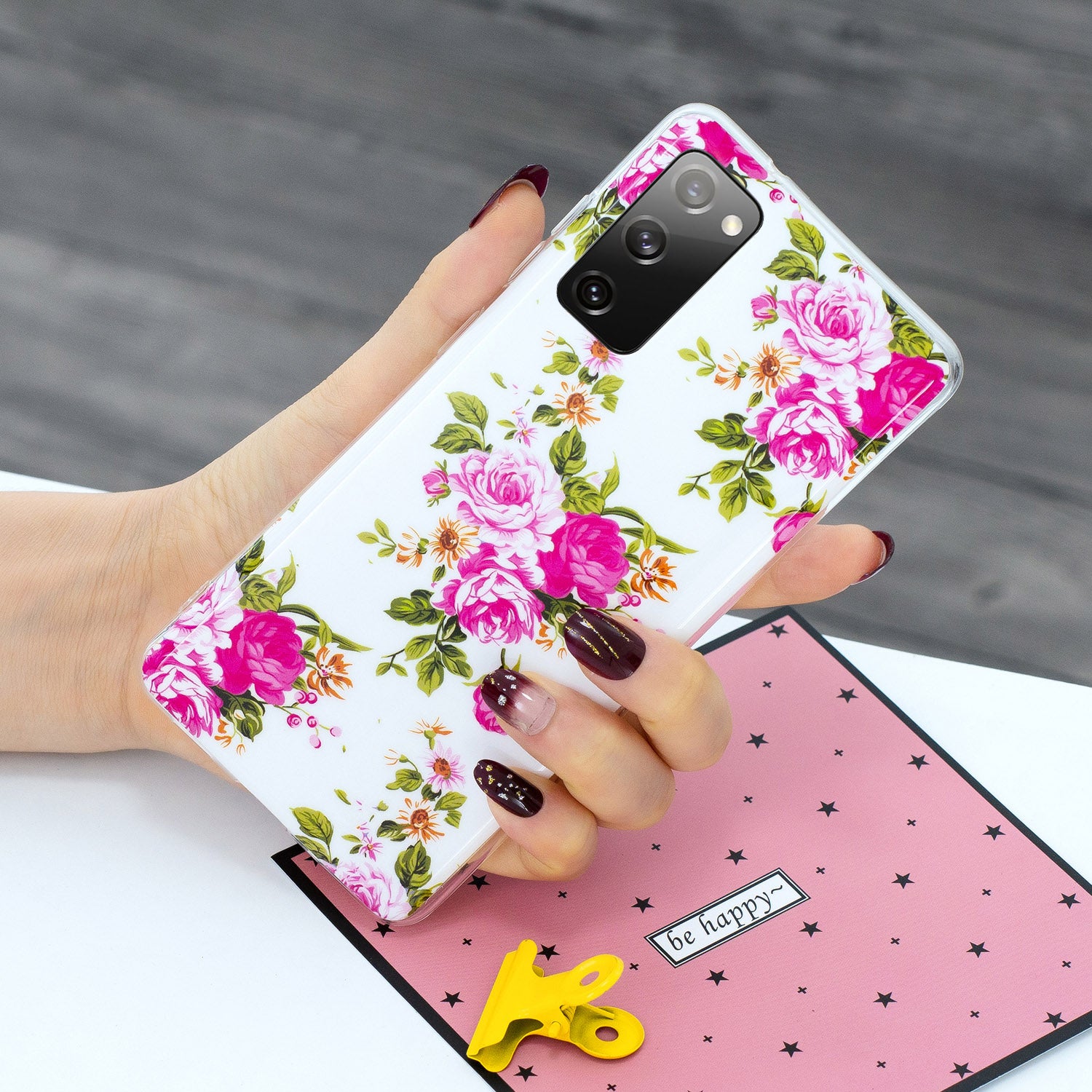 Noctilucent IMD TPU Phone Back Shell for Samsung Galaxy S20 FE 4G/5G/2022/S20 Lite - Rose Flower