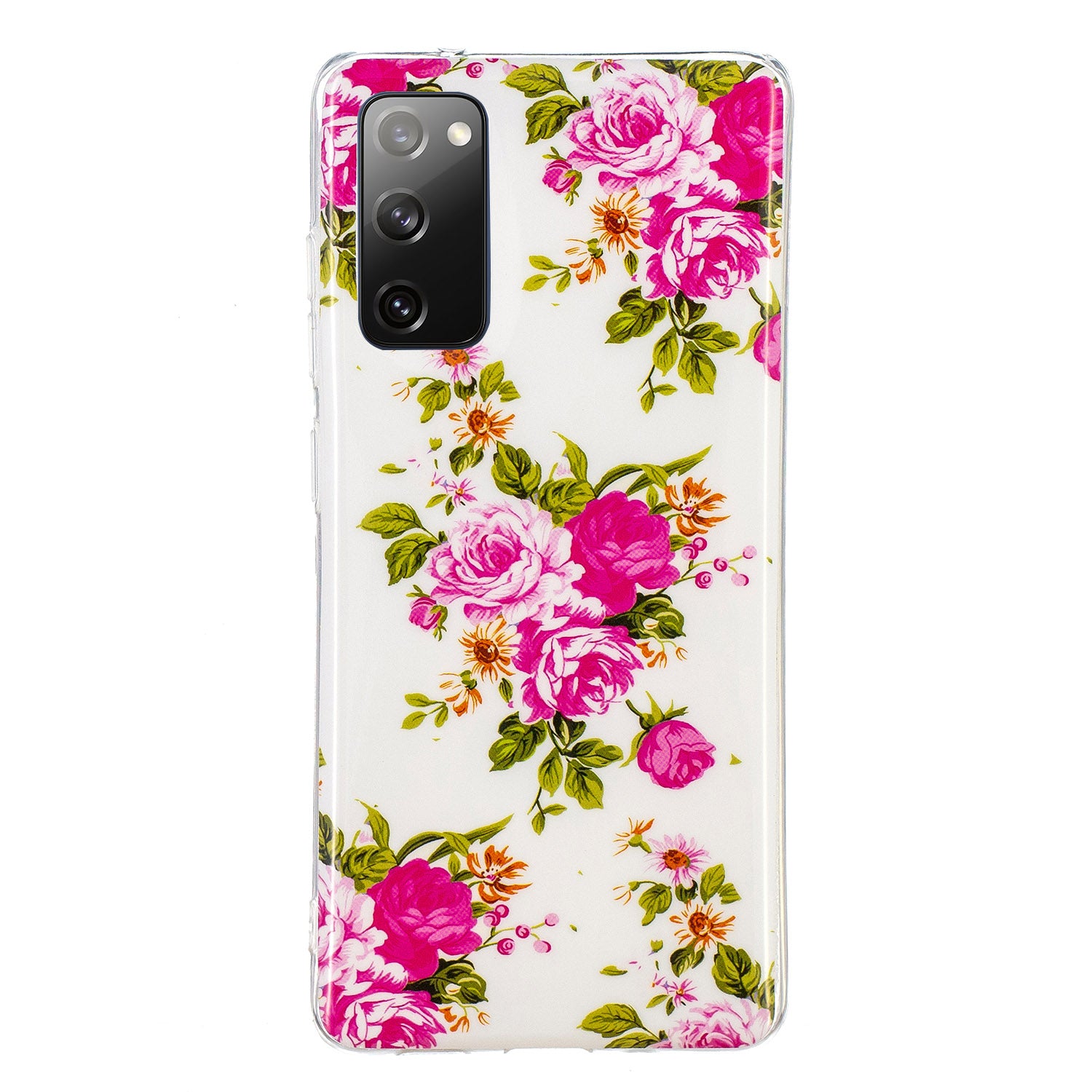 Noctilucent IMD TPU Phone Back Shell for Samsung Galaxy S20 FE 4G/5G/2022/S20 Lite - Rose Flower