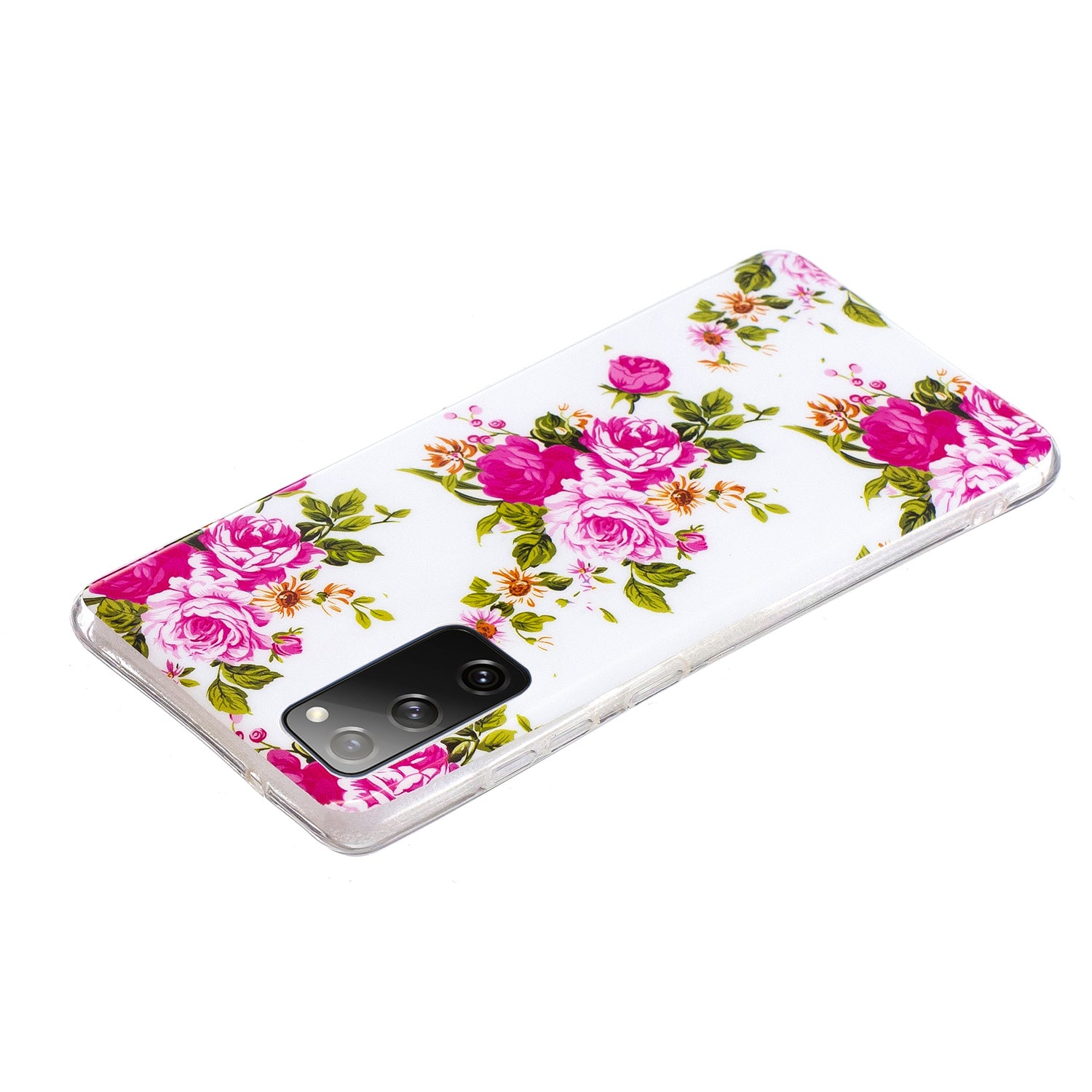 Noctilucent IMD TPU Phone Back Shell for Samsung Galaxy S20 FE 4G/5G/2022/S20 Lite - Rose Flower