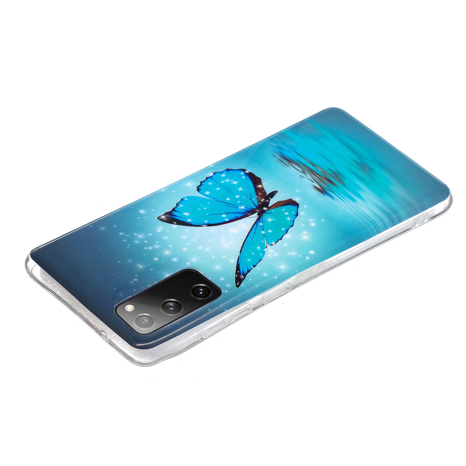 Noctilucent IMD TPU Phone Back Shell for Samsung Galaxy S20 FE 4G/5G/2022/S20 Lite - Blue Butterfly